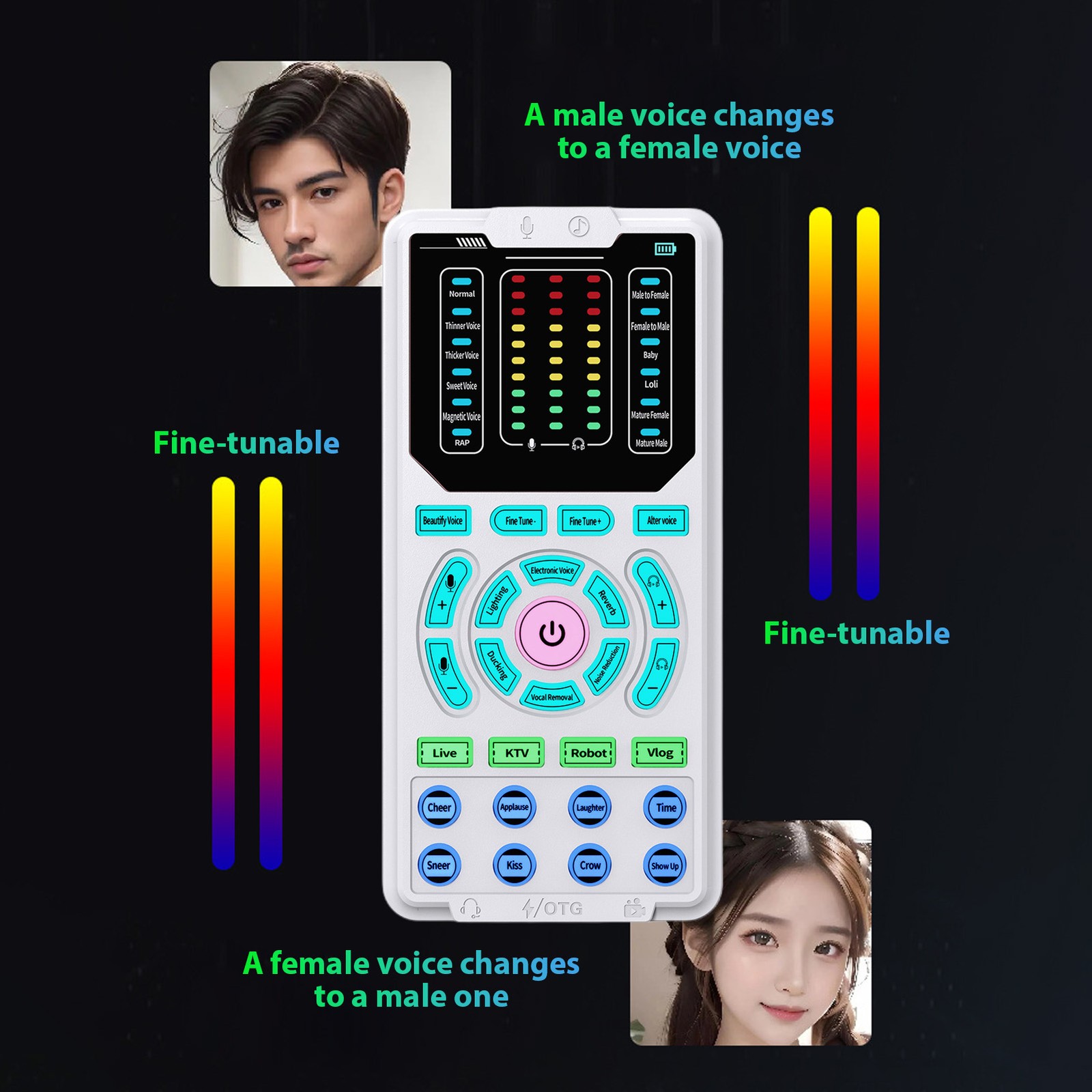 Voice Changer Portable Voice Changer Device With Headphone Microphone 15 RUWE