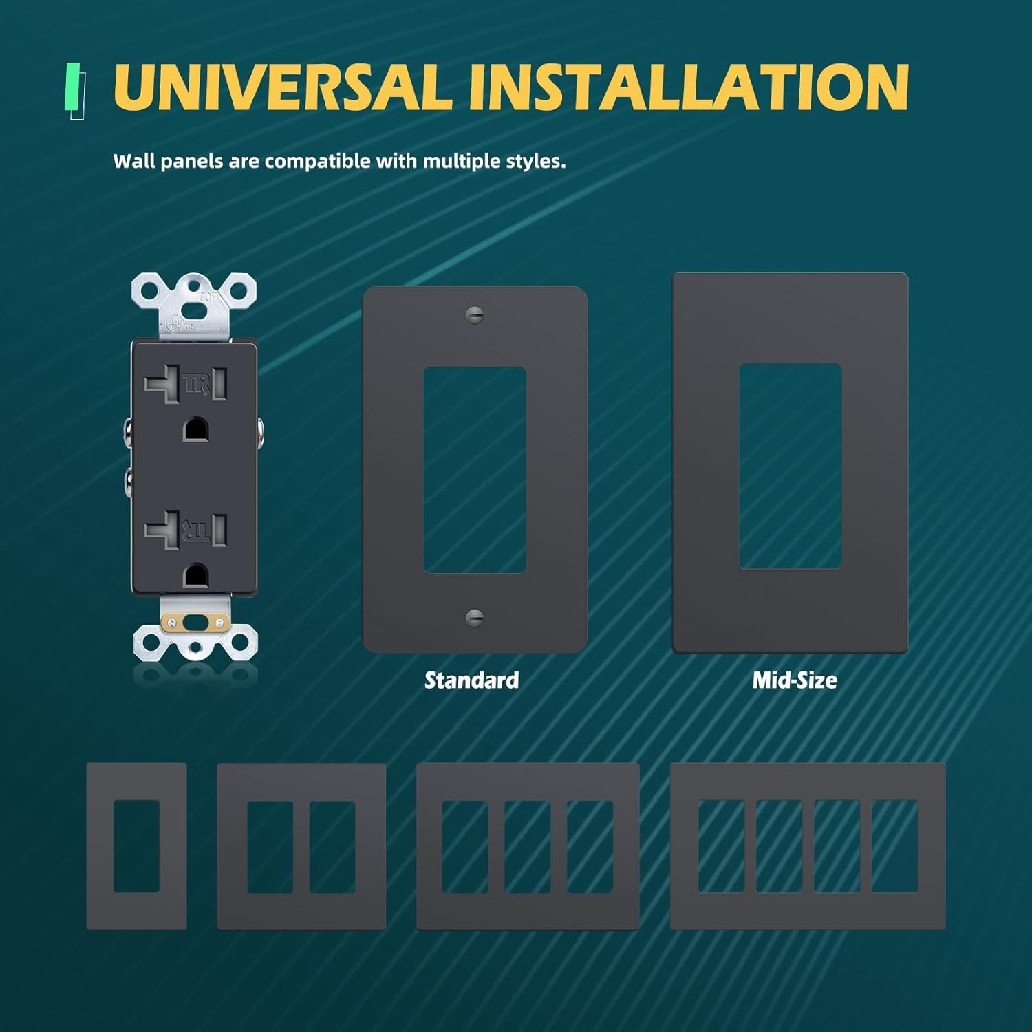 TOPELER Black Decora Electrical Wall Outlets,Tamper-Resistant Duplex Receptacle