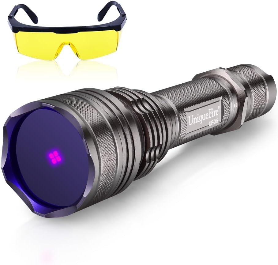UniqueFire 365nm/395nm UV Flashlight Handheld Blacklight Detector Multifunction