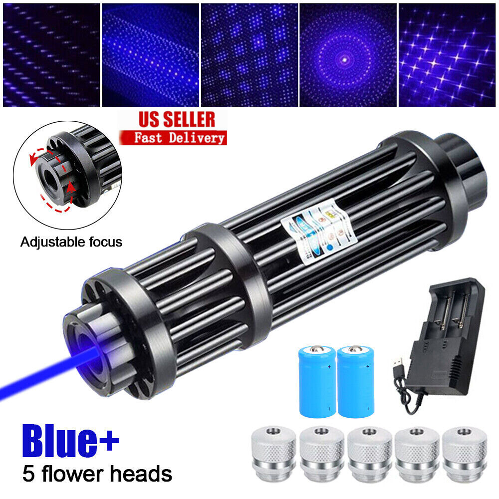 10Watt Adjustable High Power Blue Burning Laser Visible Dot Torch Laser