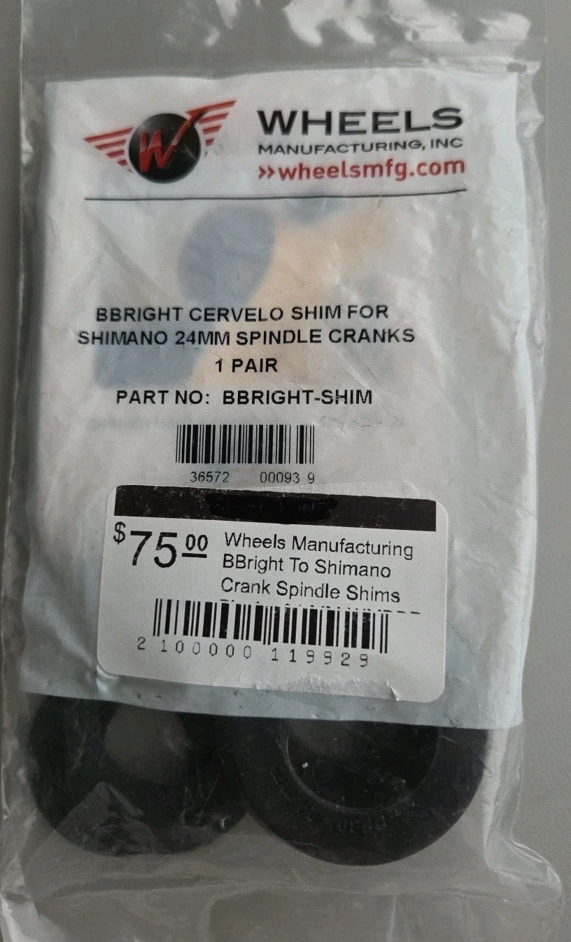 Wheels Manufacturing BBright To Shimano Crank Spindle Shims Black - 24 MM...