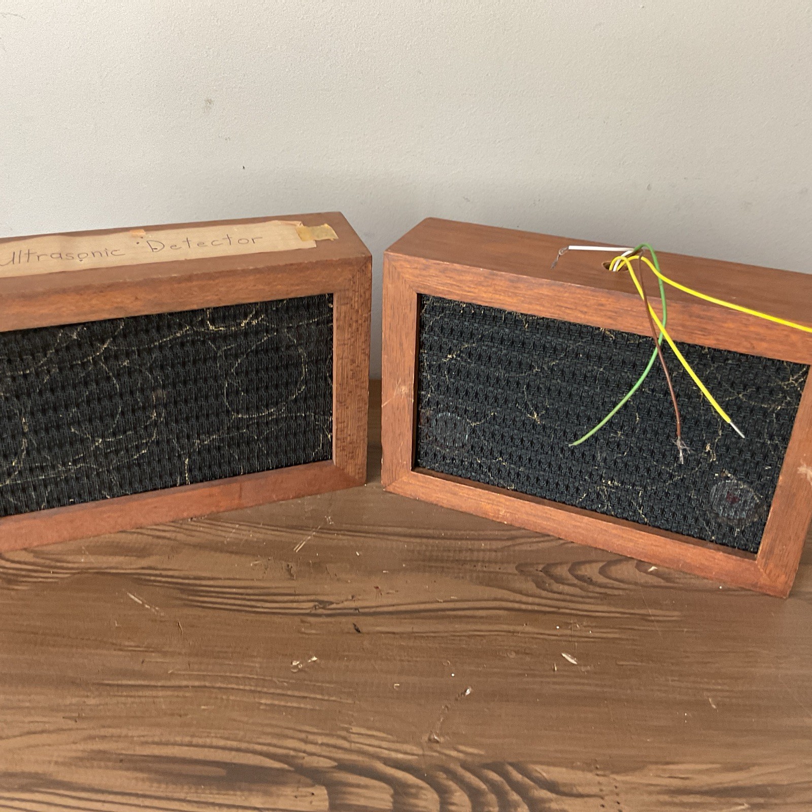 Pair Of Vintage DIY Ultrasonic Detector Circuit Boards-In Wood Box-For Parts