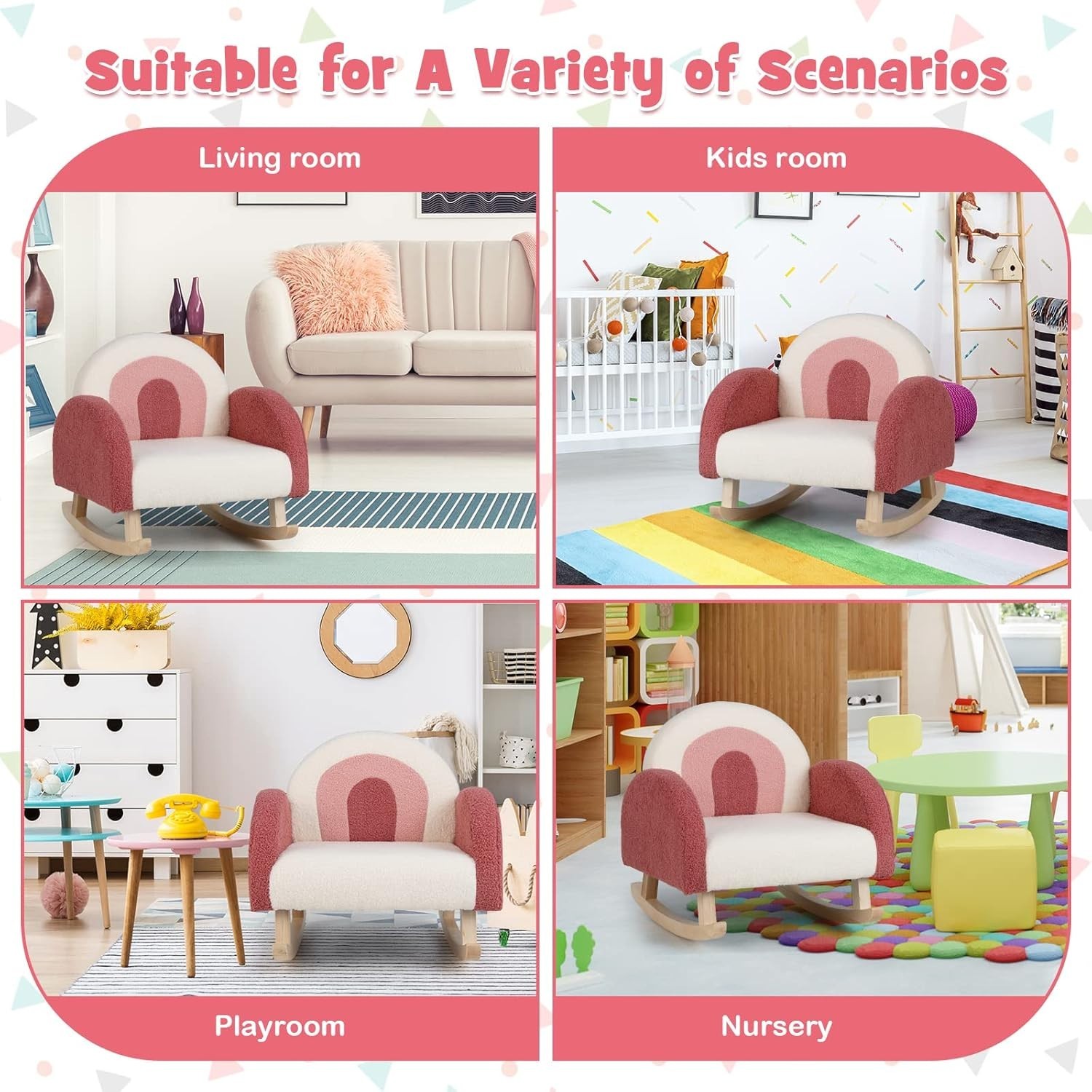 Durable Red Plush Rocking Chair for Kids - Stylish Armchair for Reading & Play