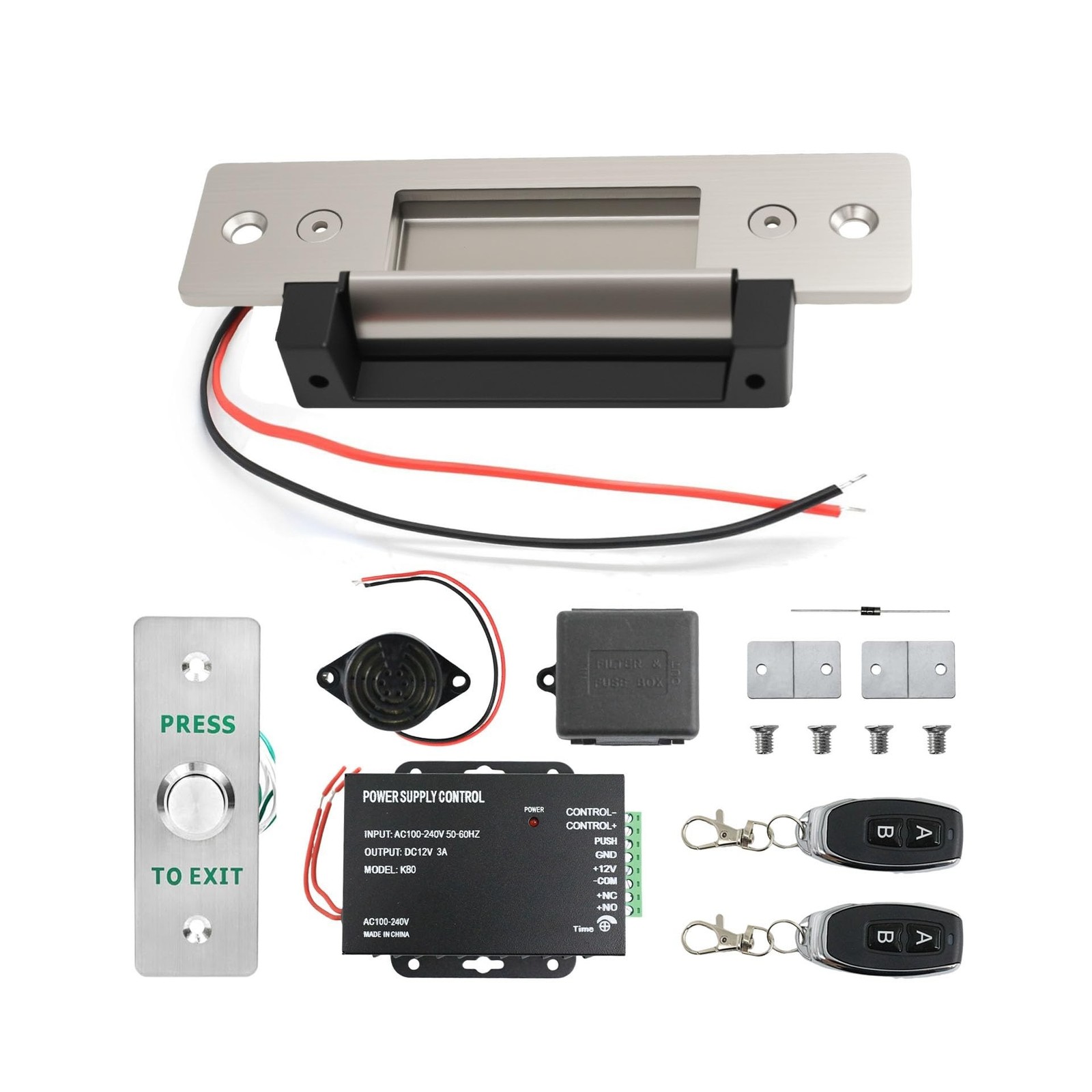 Upgraded Access Control Electric Strike Door Lock Kit, Fail-Secure/Fail-Safe ...