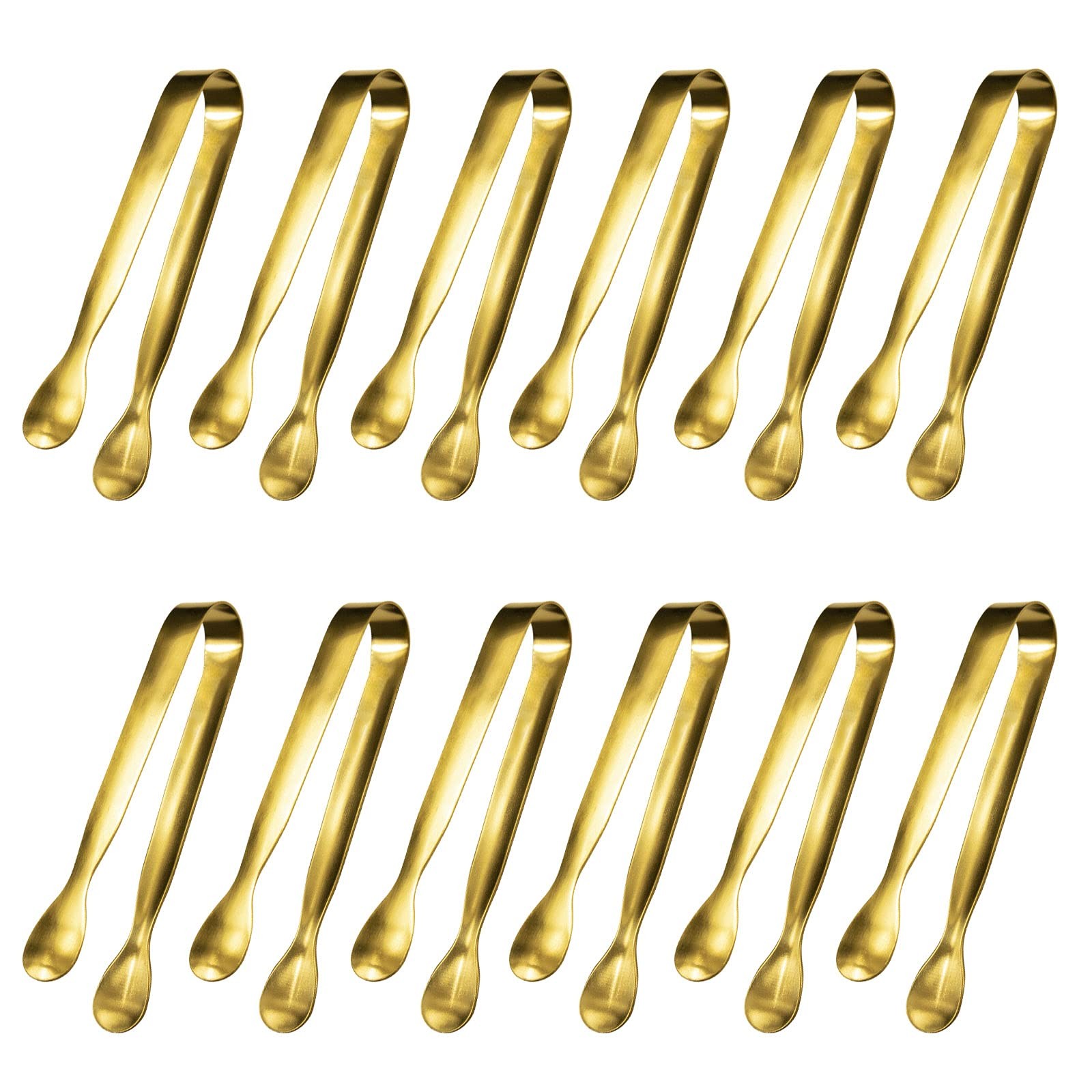 12 Pcs Serving Tongs, Small Serving Utensils for Parties Catering Gold Tongs,...