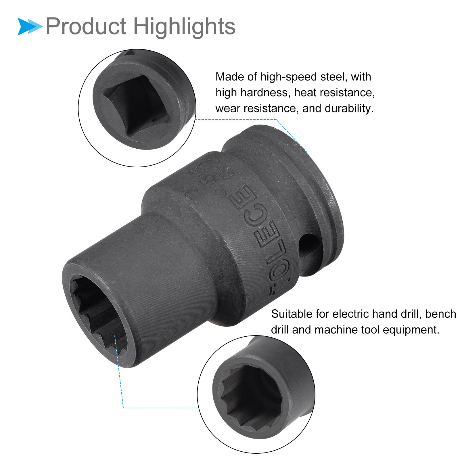 Impact Socket 3/4" Drive 18mm Socket 56mm 12 Point for DIY Hand Making
