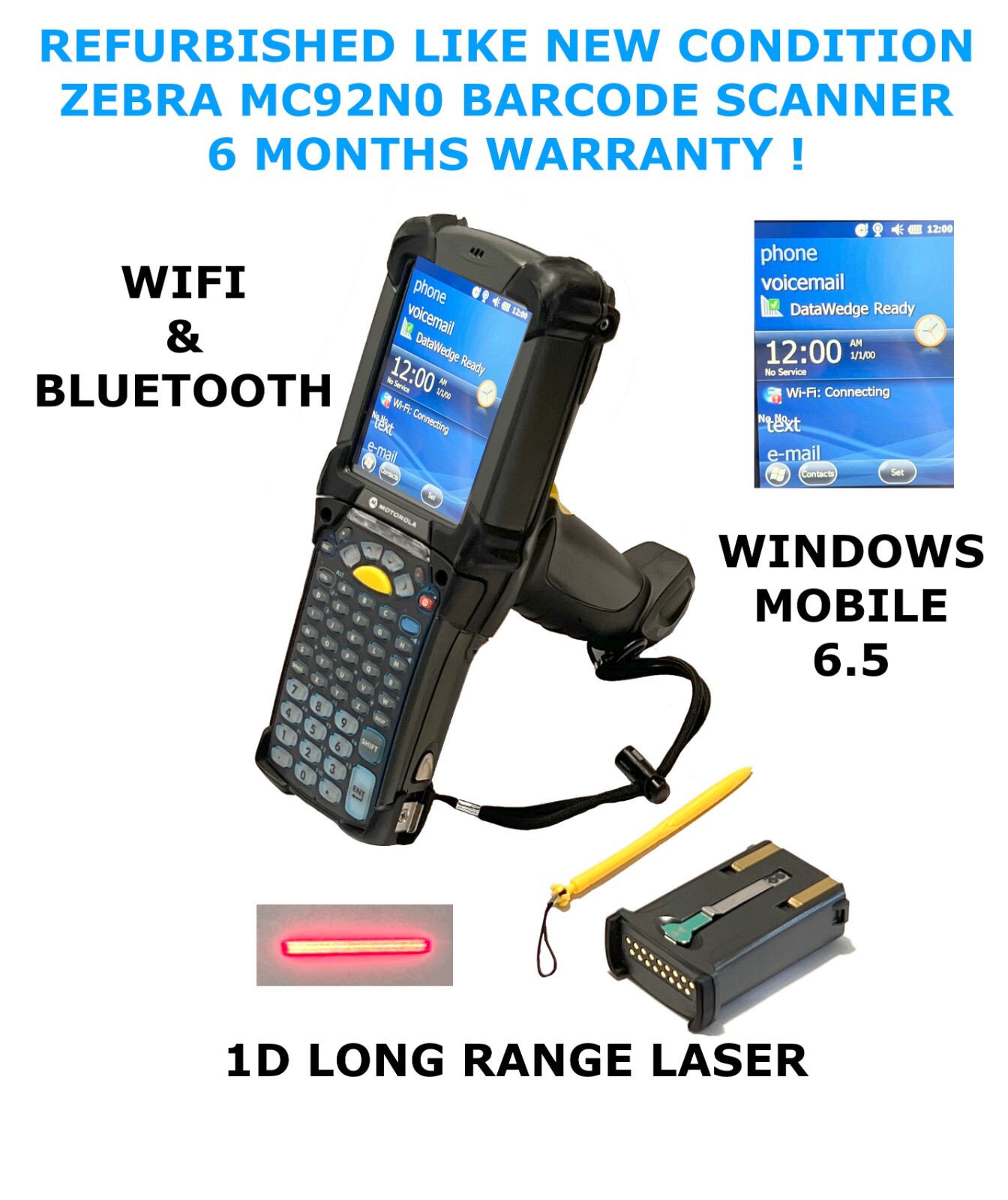 🔥 Symbol MC92N0-GJ0SXGRA5WR 1D Long Range Windows Embedded 6.5 Barcode Scanner