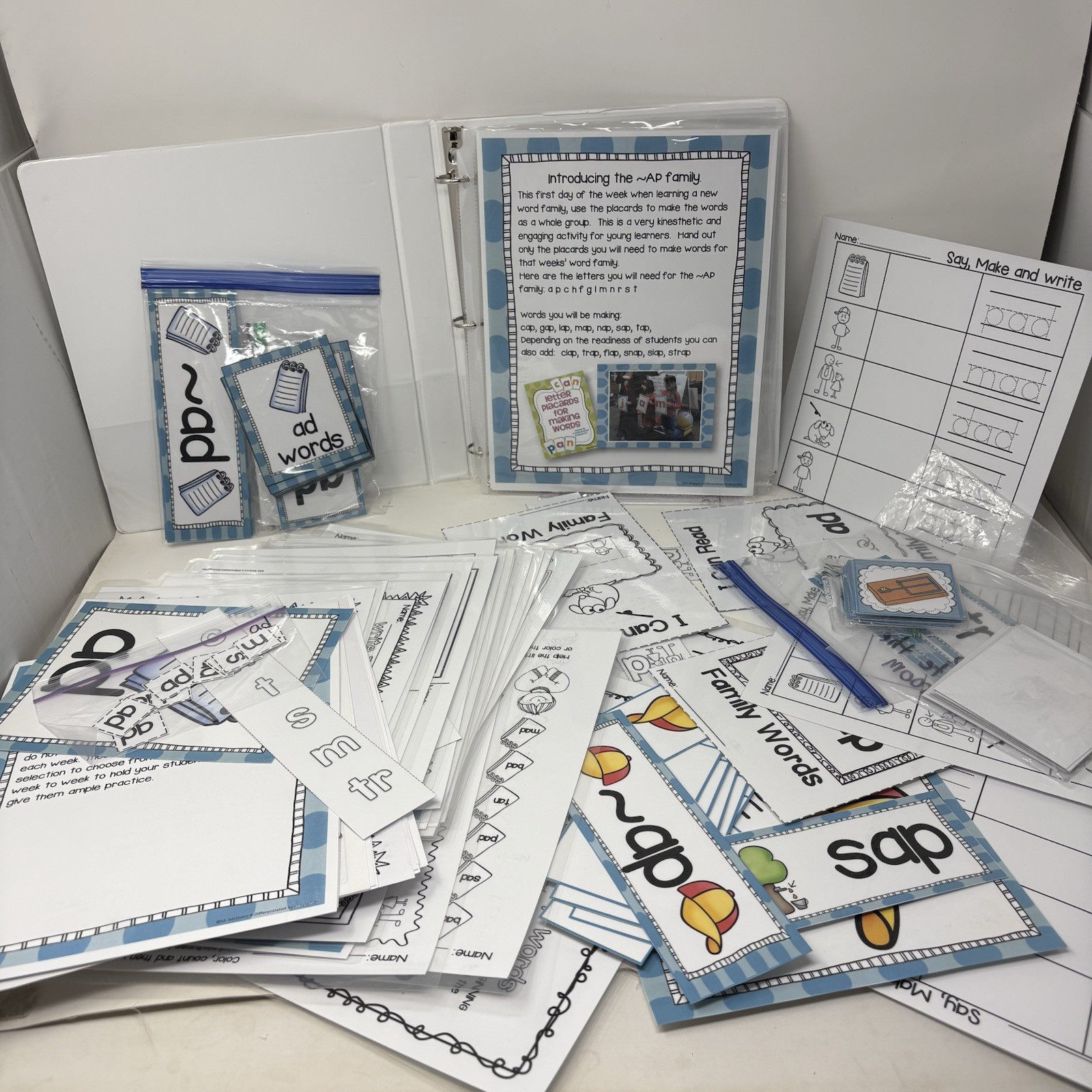Short A Word Families Phonics Folder Lot Stacks Worksheets Laminated Flashcards