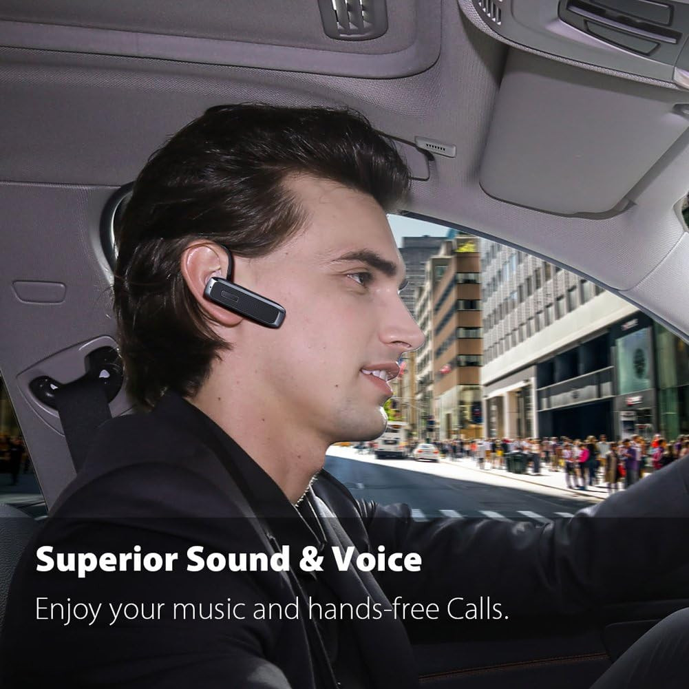 Bluetooth Headset, Hands-Free Wreless Bluetooth Earpiece with 18 Hours Playtime