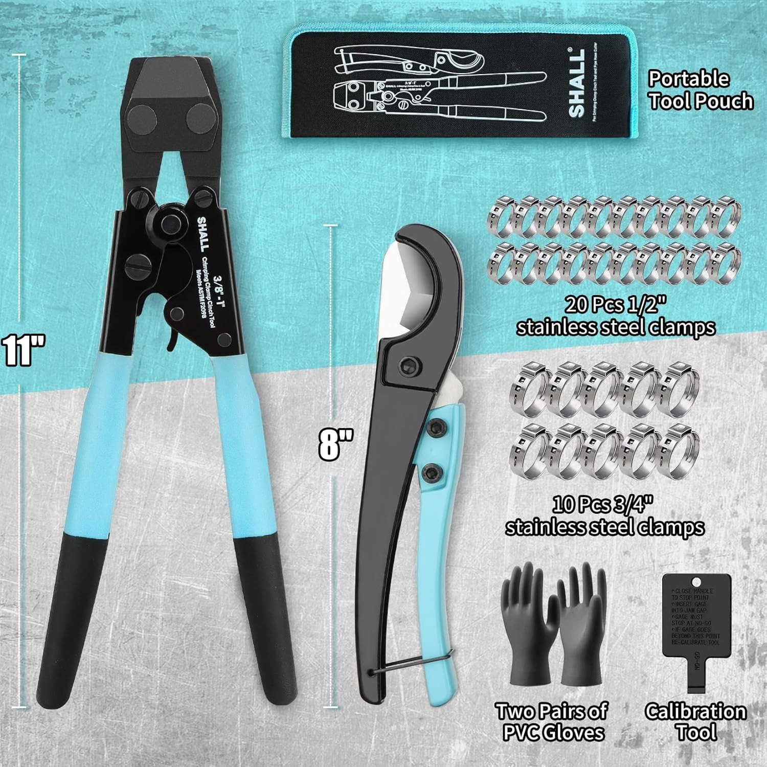 Complete Pex Crimping Tool Set - Includes Hose Cutter, Clamps & Storage Bag