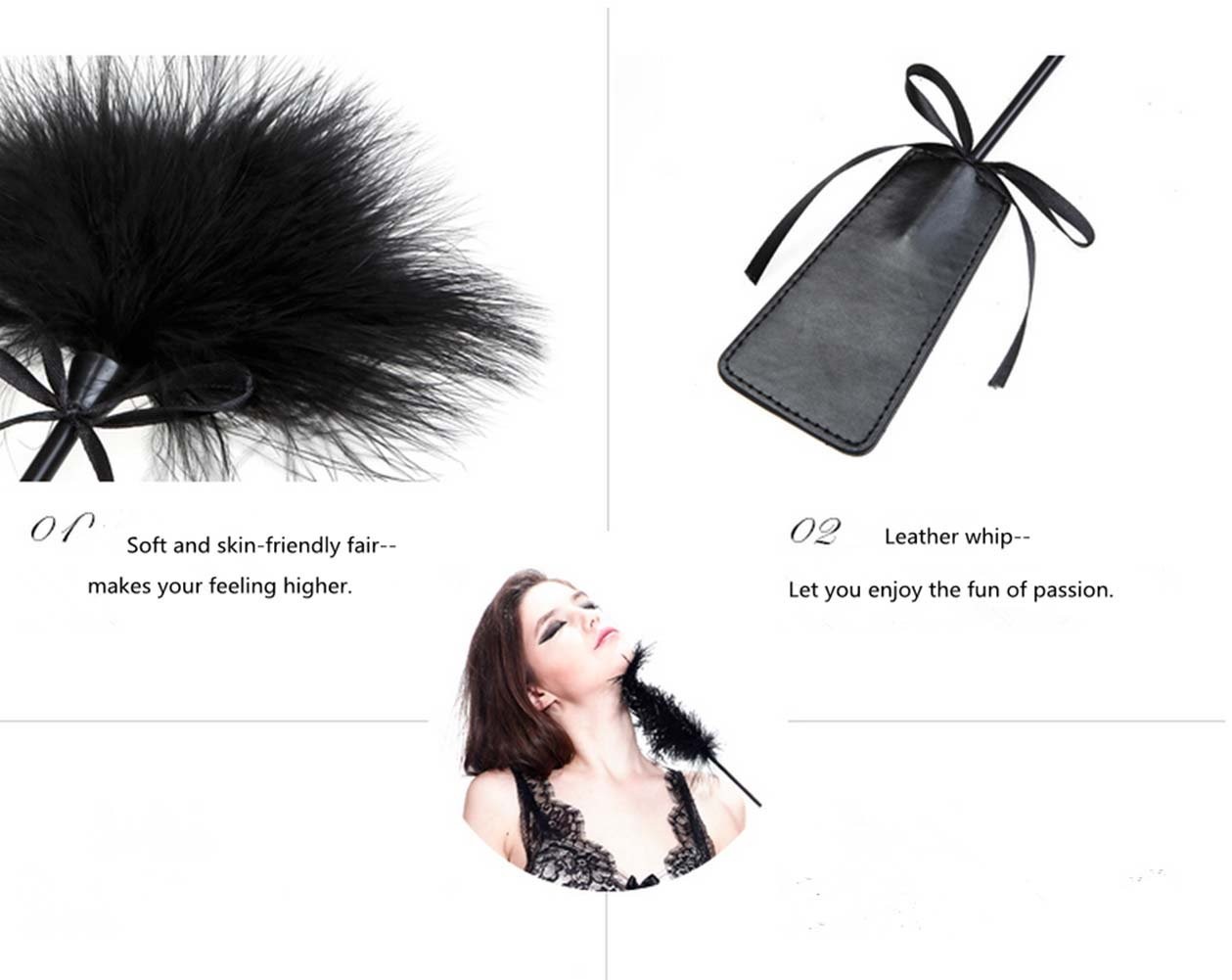 Vivilover Feather Tickler and Leather Slapper Costume Accessory Black