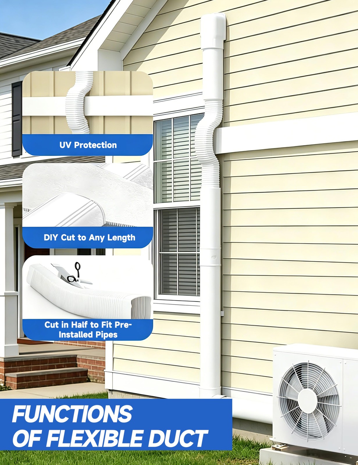 Cestluck 4 17 Ft Mini Split Line Cover Set Kit Ductless Pipe Cover For Mini