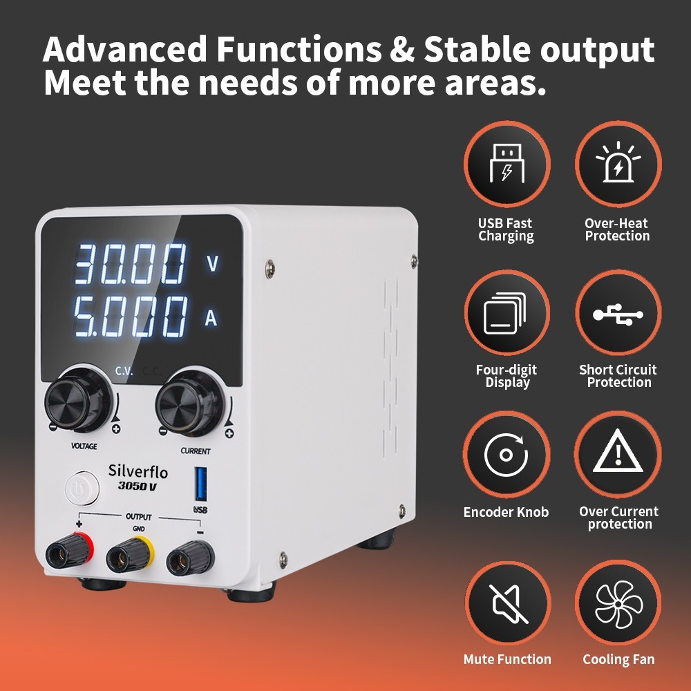 305D-V 180W DC 0-30V 5A Power Supply Variable Bench Switching