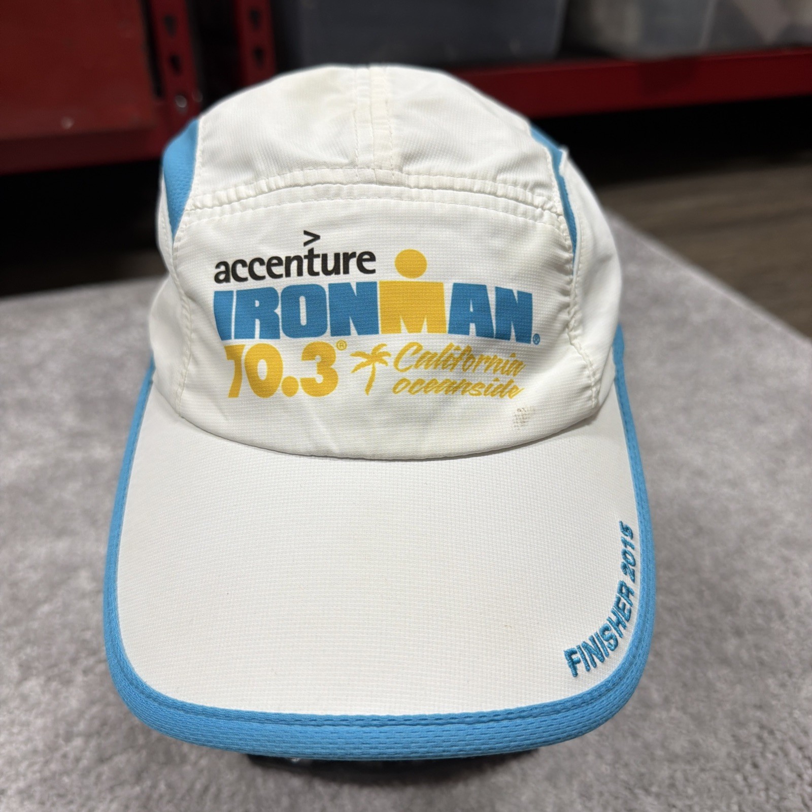 Ironman 70.3 CA Oceanside Triathlon Finisher 2015 Men's OSFA Panel Hat Cap White