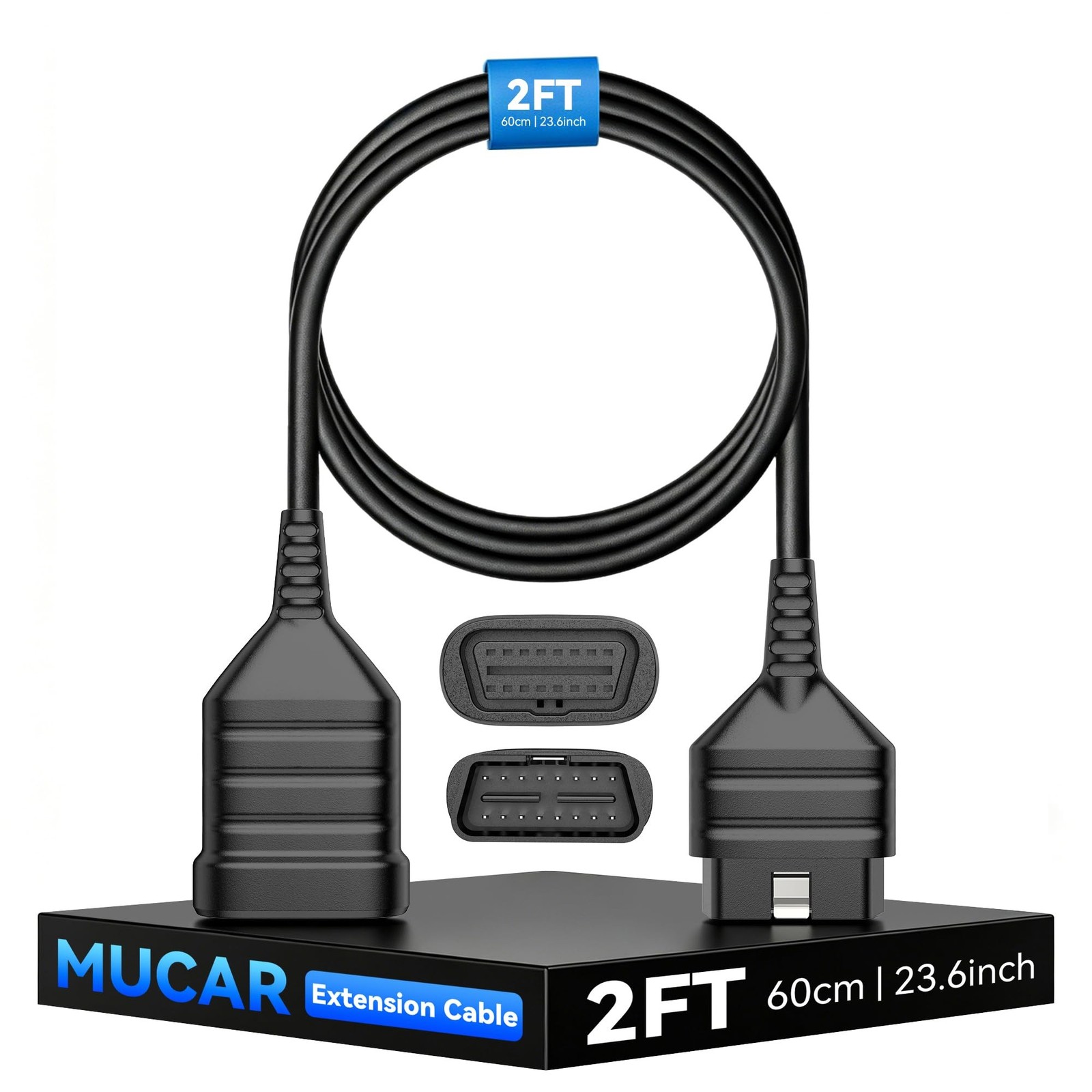 MUCAR OBD2 OBDII Extension Cable, 2ft| 60cm| 23.6 inch, 16 Pin OBD Male to Fe...
