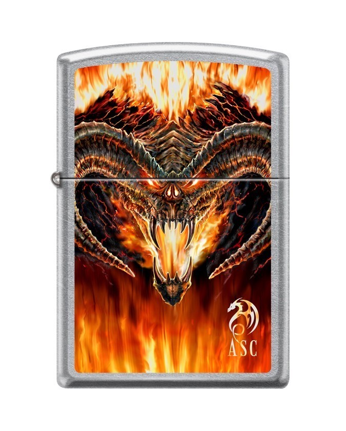 Genuine STREET CHROME ZIPPO Lighter 207 ANNE STOKES FIERY BALROG DRAGON BNIB
