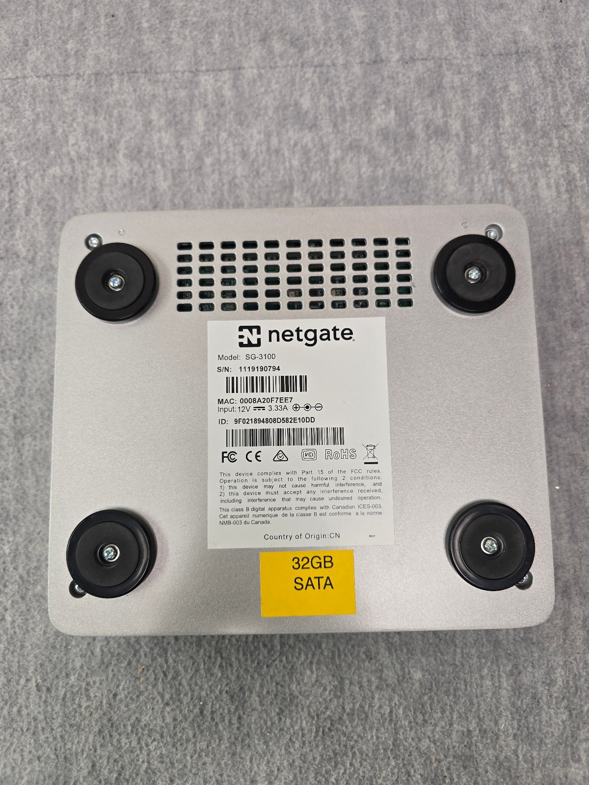 Netgate SG-3100 pfSense Security Gateway Firewall Router ● No Ac Cord