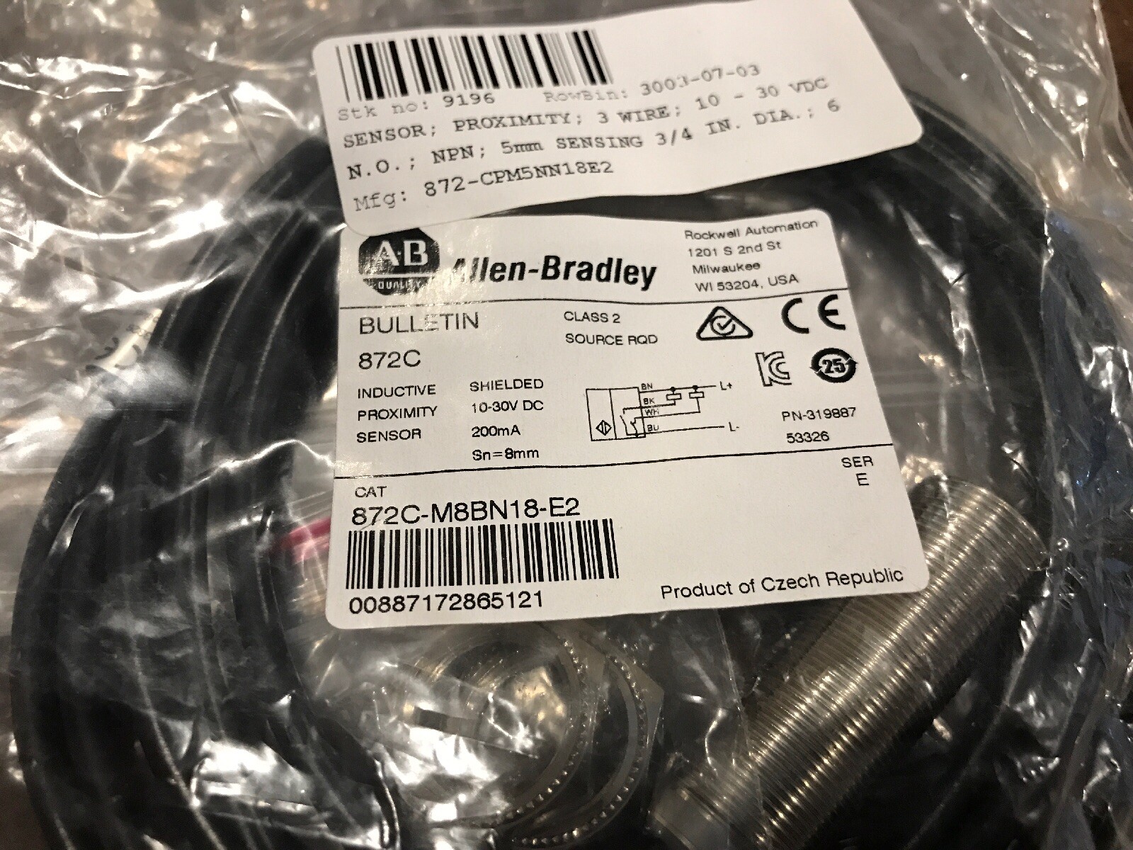 NEW Allen Bradley Inductive Proximity Sensor 872C-M8BN18-E2 Ser E FAST SHIP