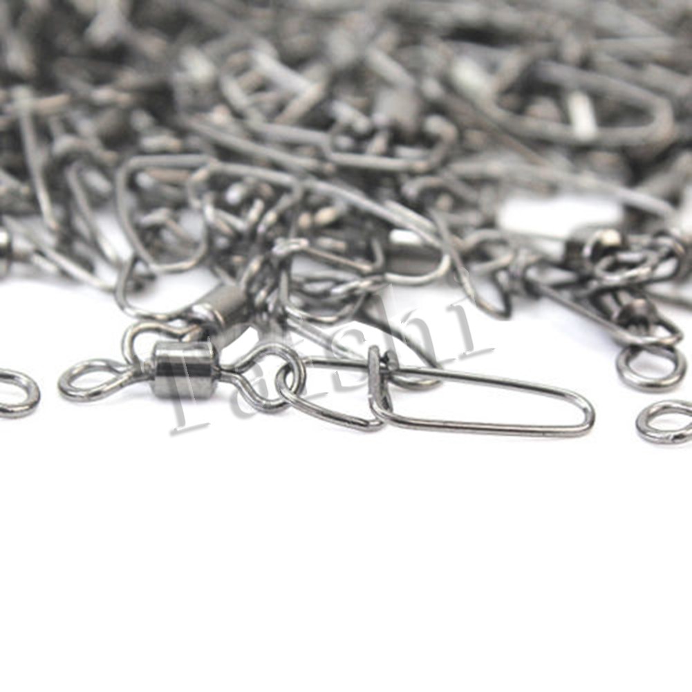 Rolling Barrel Swivel Carabiner Duo Lock 100pcs 14kg/31lb SWL Fishing Pin