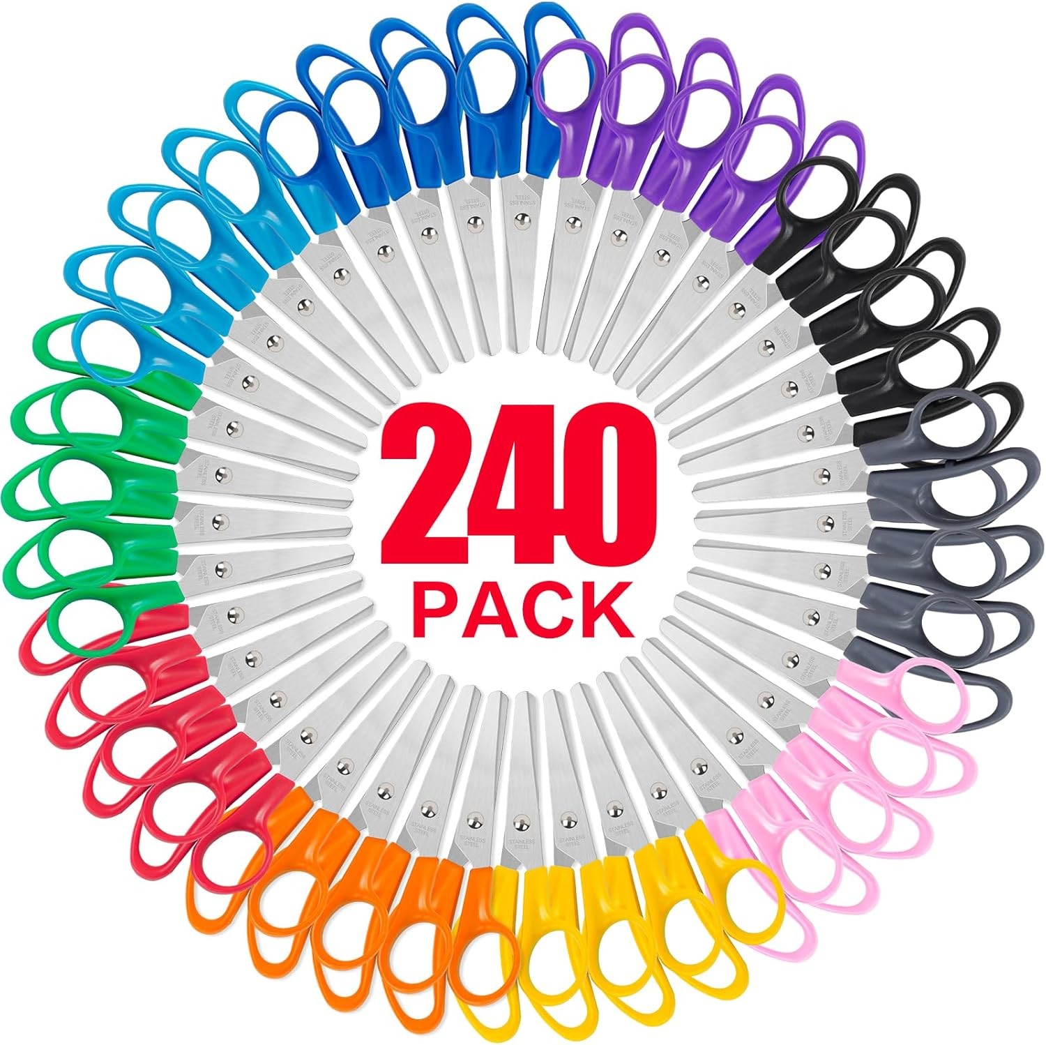 240 Pa Kids Scissors, 5 Inch Bulk Scissors for School, Blunt Tip for