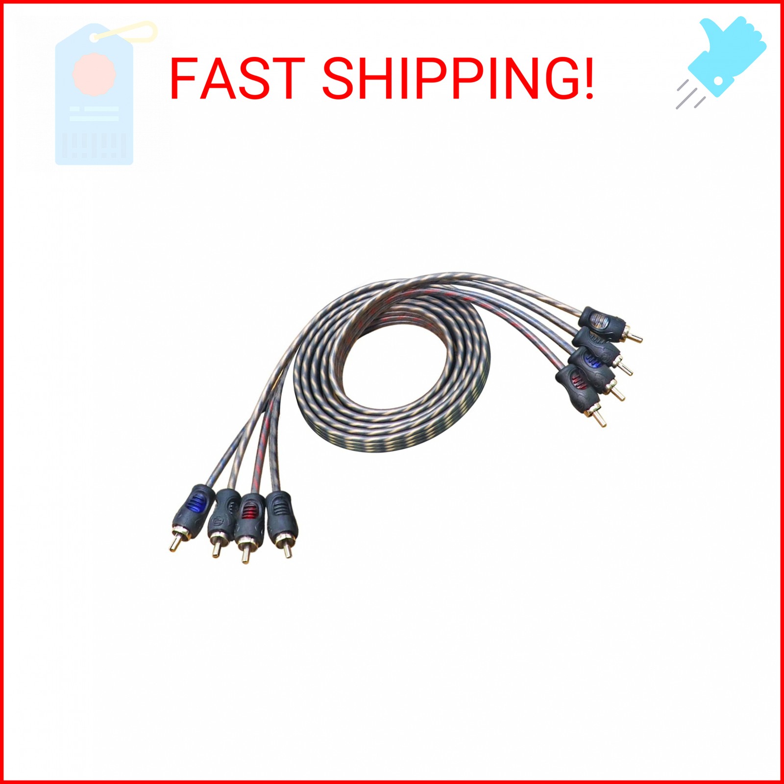 RECOIL RCI46 100% Oxygen Free Copper 4-Channel RCA Audio Cable, Twisted Pair wit
