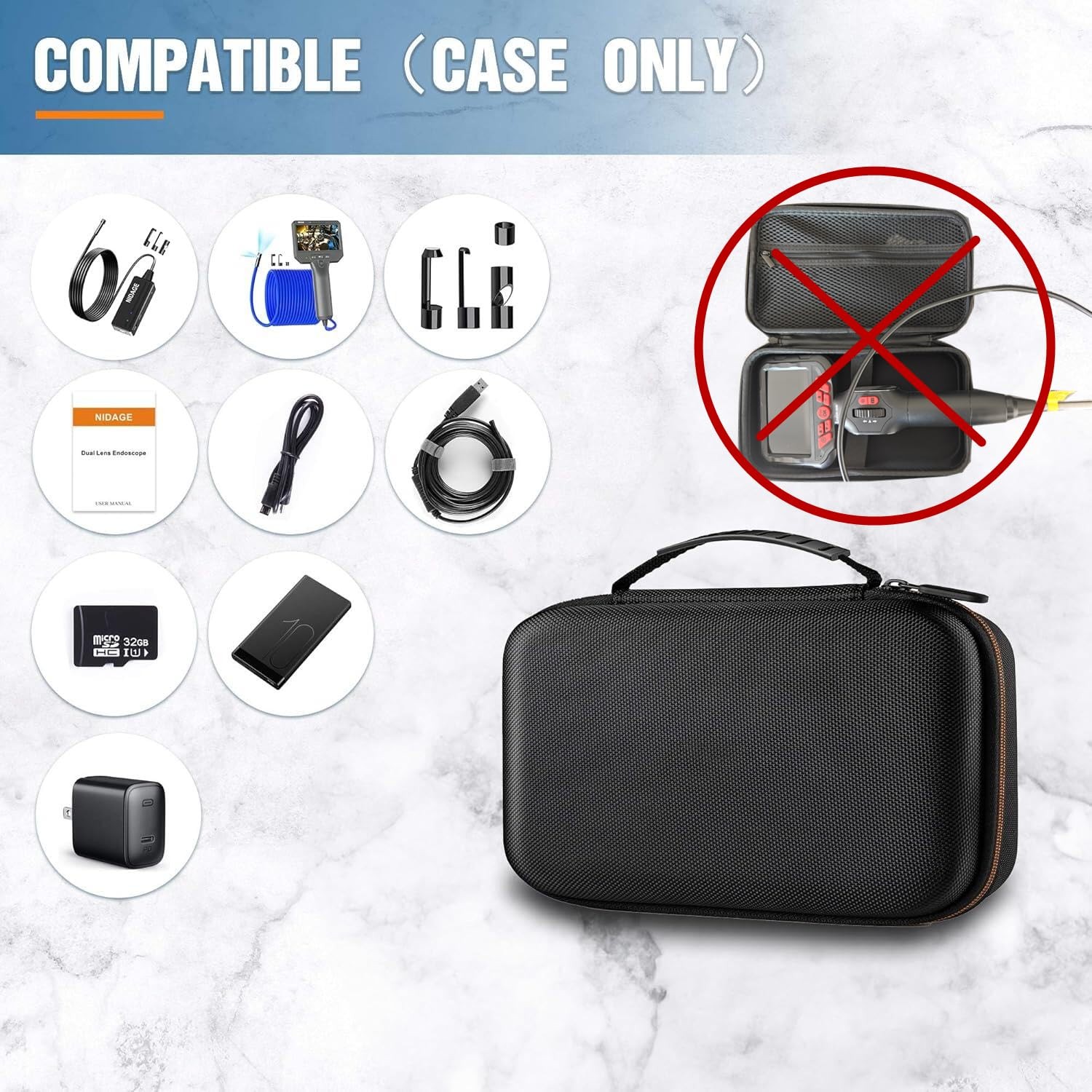 NIDAGE Original Endoscope Tool Case, Upgrad Large Capacity Hardshell Carrying...