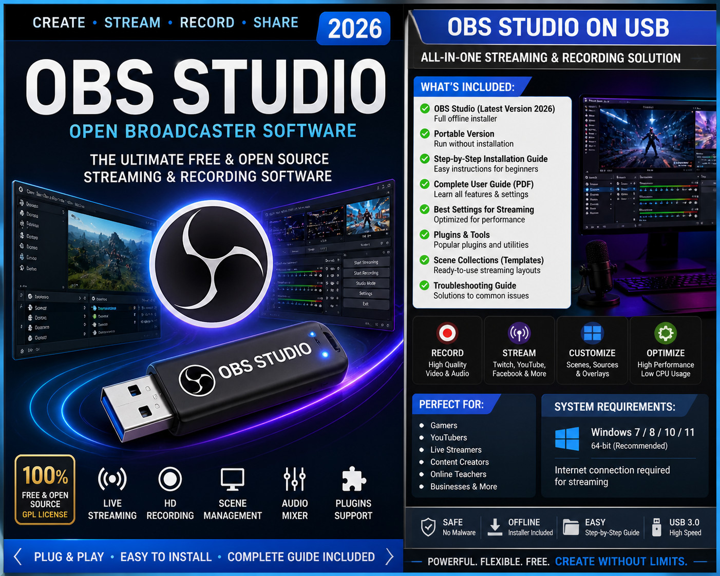 OBS Studio PRO 2026 - Video Recording | Live Streaming Screen Recording Software
