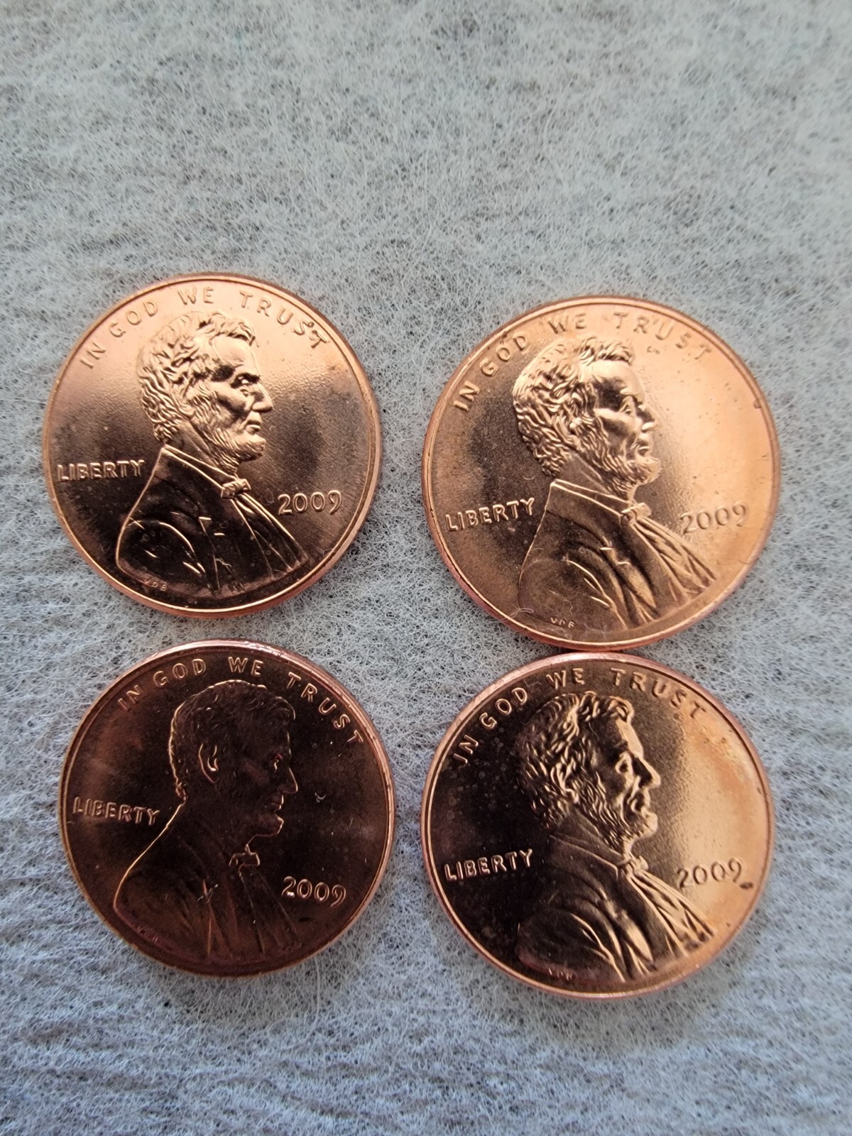 Complete Set Lincoln Bicentennial 2009 Cent PHILADELPHIA From Mint Rolls 4 Coins
