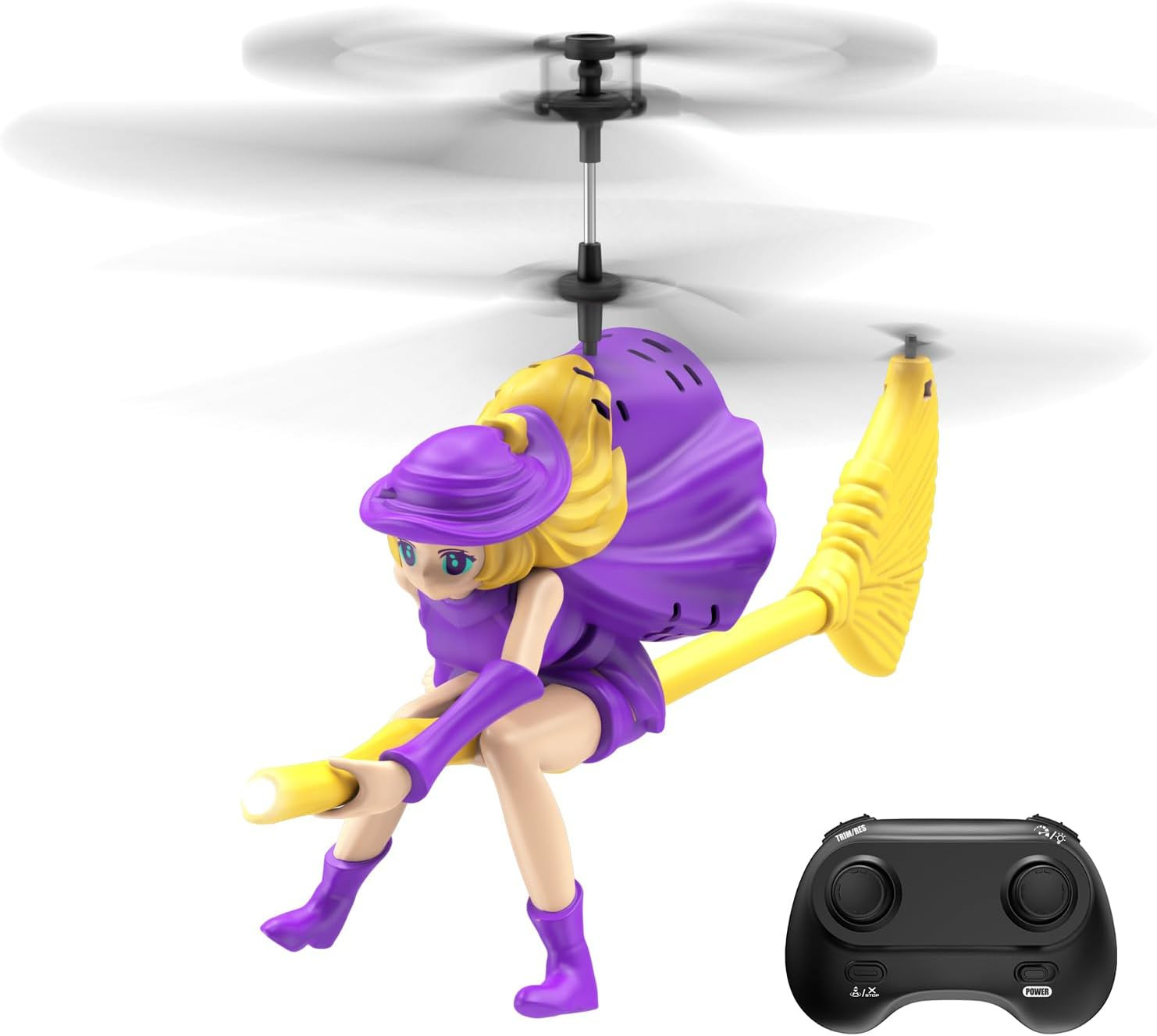 LM16-A RC Helicopter, Flying Witch Drone Toys for Girls with LED Lights, Indoor/