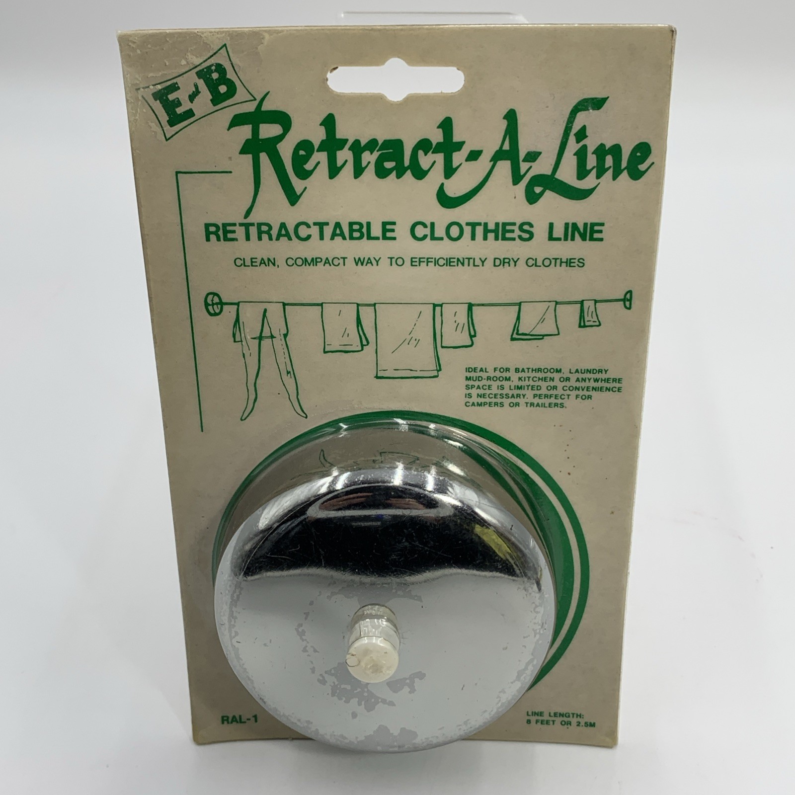 Vintage Retract-A-Line Retractable Clothesline E&B Mfg New Old Stock Free Ship