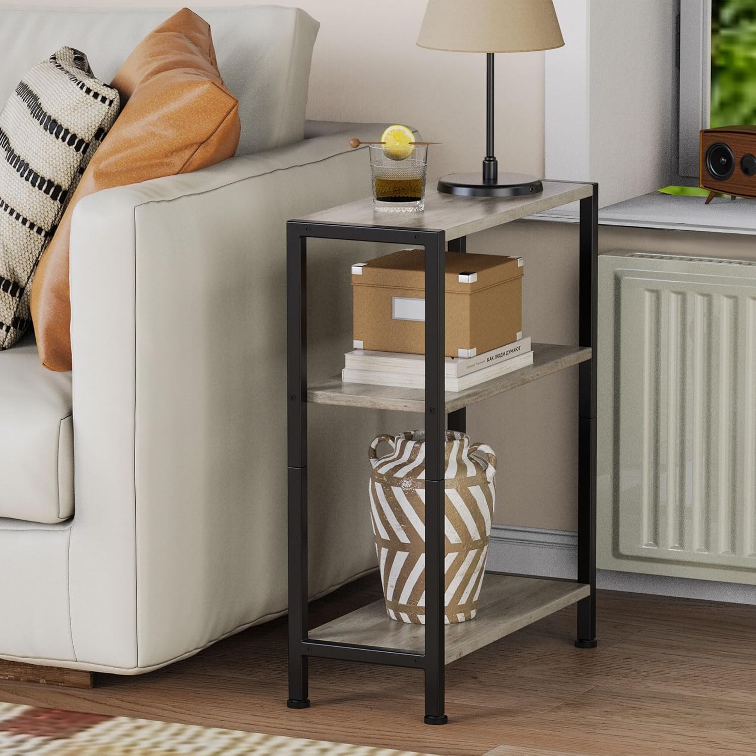 3-Tier Side Table Small EndTable Sofa SideTable Narrow Spaces Slim EndTable