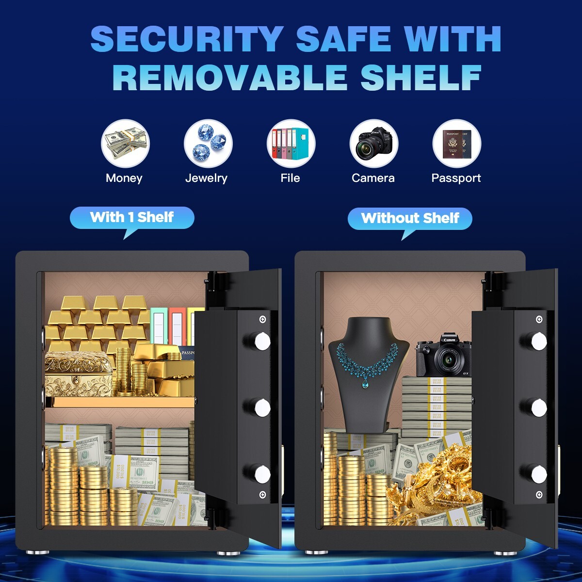 TNTANTS 3.8 Cuft Large Safe Box With Digital Keypad Fireproof Bag Alarm System