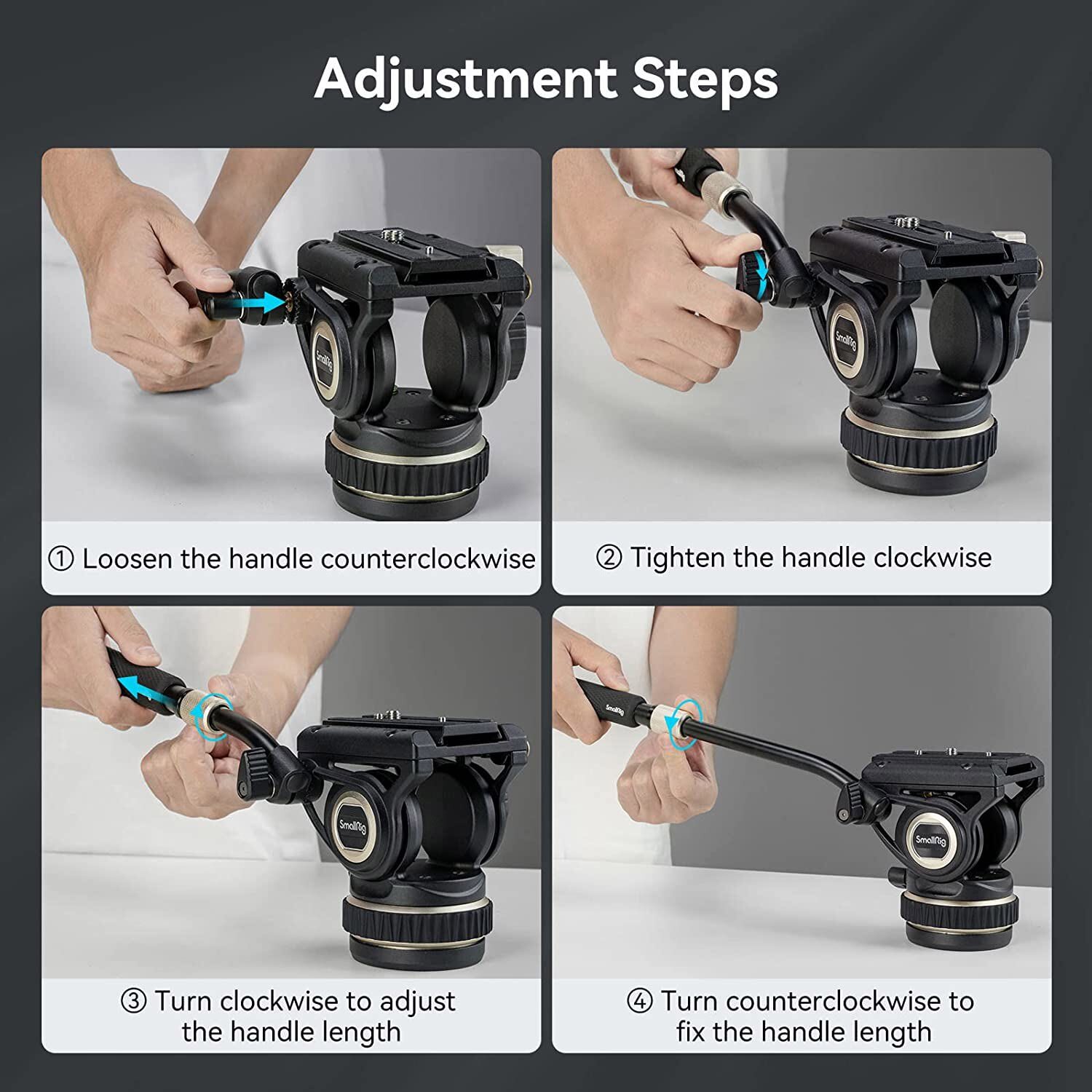 SmallRig DH10 Heavy Duty Tripod Fluid Video Head w/ Flat Base &Adjustable Handle