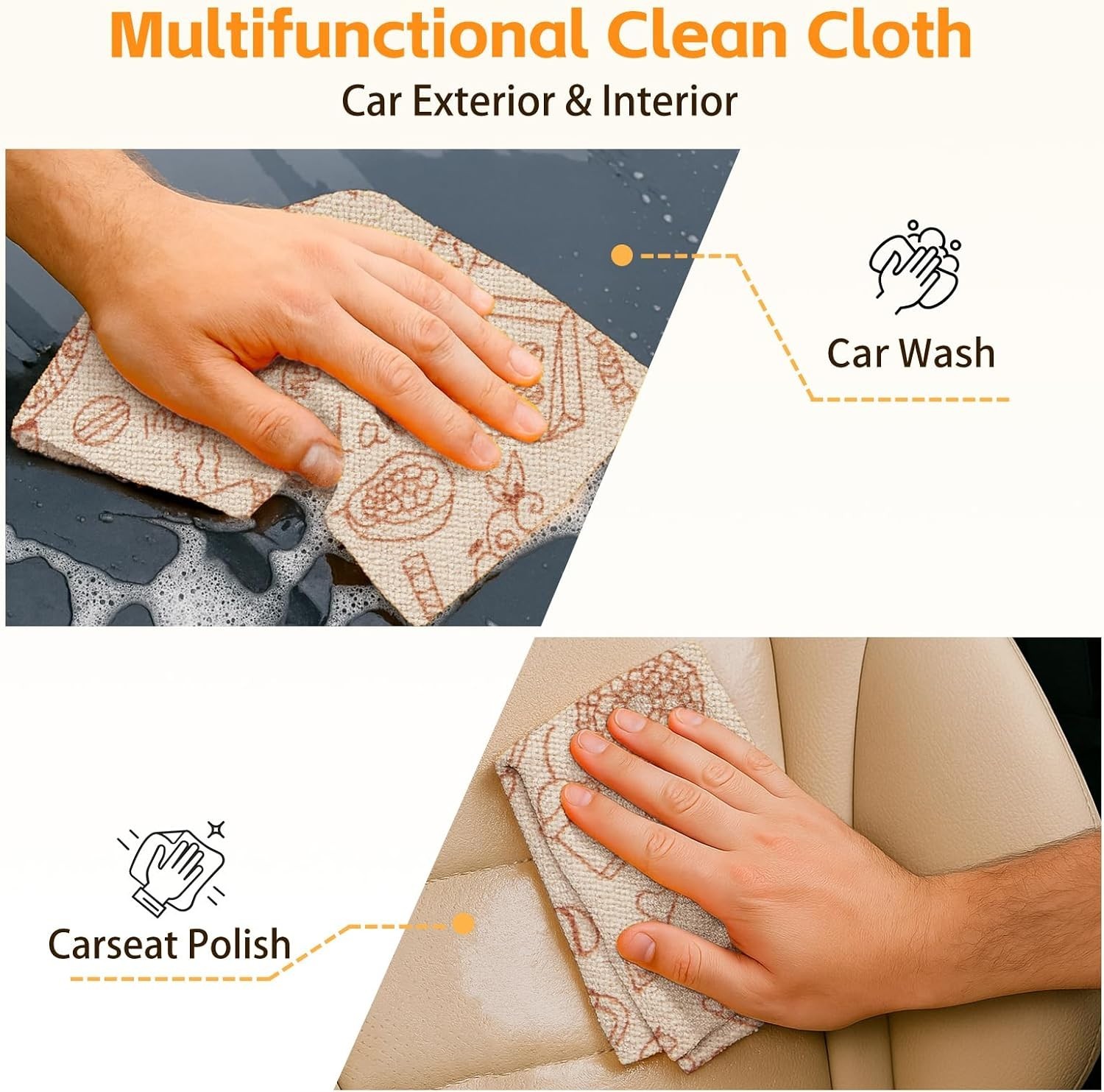 Viraelive Microfiber Cleaning Cloth Roll, 50 Pack, Food Pattern, 12"x12" | Re...
