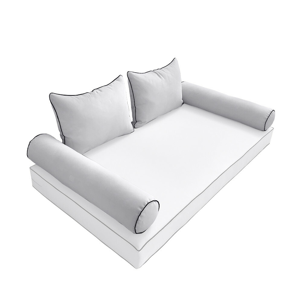|SLIPCOVER ONLY| S4 Outdoor Bolster Cushion Covers Contrast Trim Twin AD105