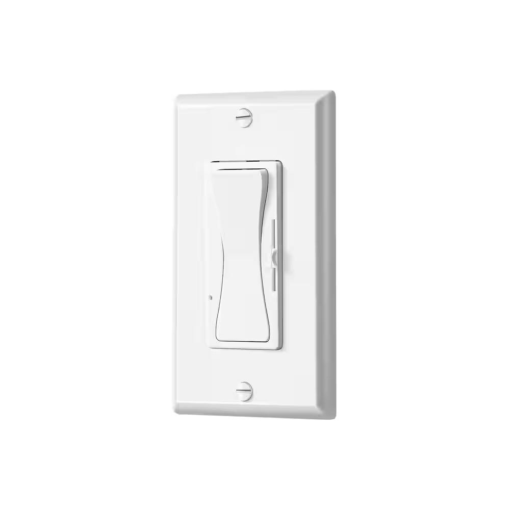 White On/Off Rocker Switch, Single-Pole/3-Way Dimmer Switch for CFL, Halogen, In
