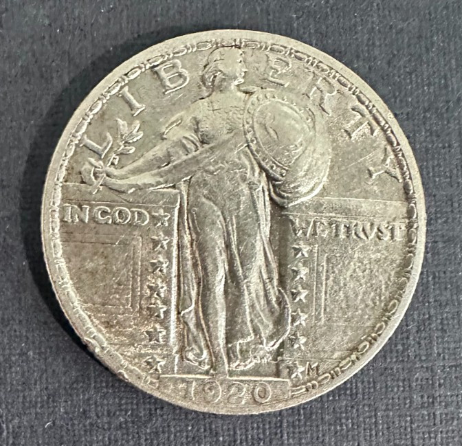 1920 Standing Liberty Silver Quarter 25c -- Beautiful AU Coin!