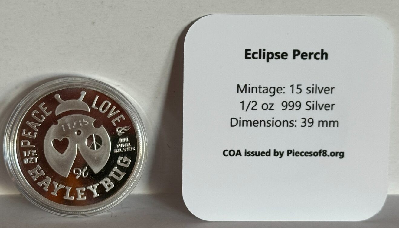Hayleybug 1/2 oz Eclipse Perch Moon Owls silver coin w/ COA POP 15