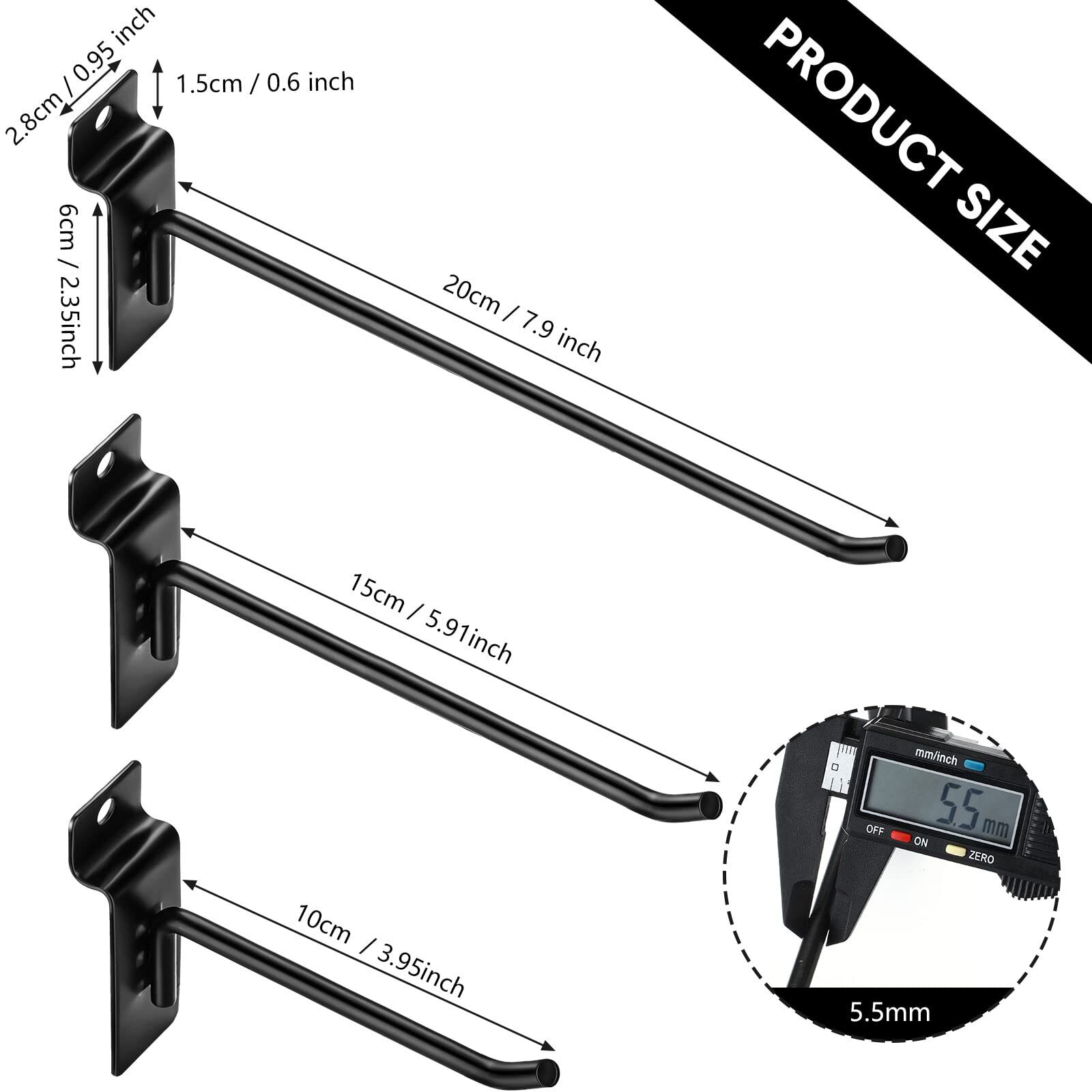 Slatwall Hooks Set - 24 Heavy-Duty Hanging Hooks & Brackets for Display Panels