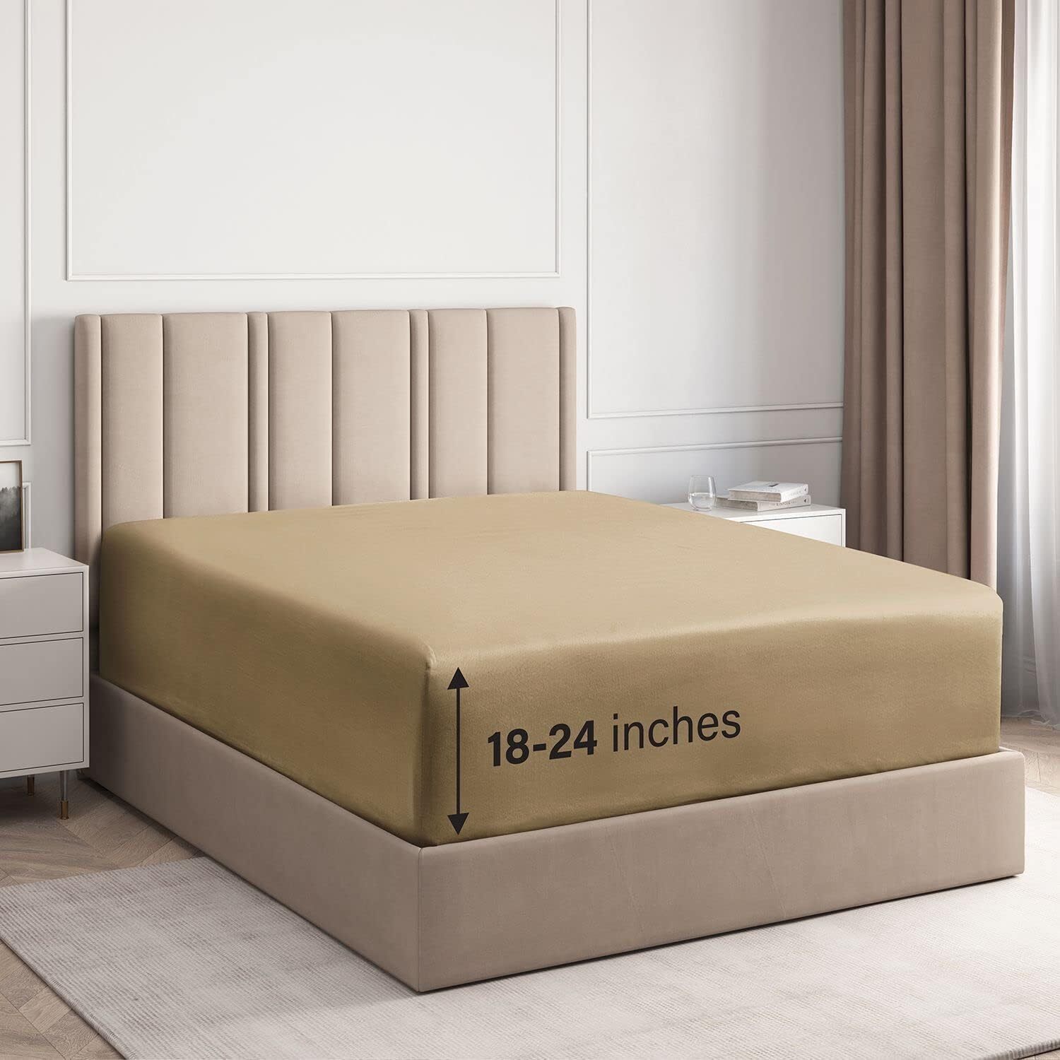 Extra Deep Microfiber Fitted Sheet Only, Fits 18"-24" Mattress, by CGK Linens