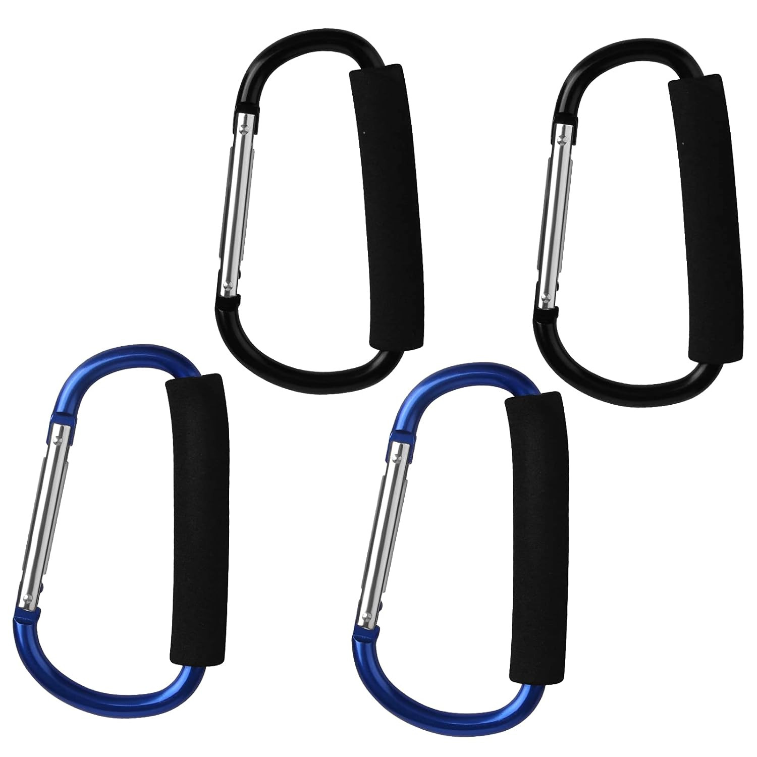 4 Pack Large Carabiner 5.5" D Style Click and Carry Bag Carrier Stroller Hooks(B