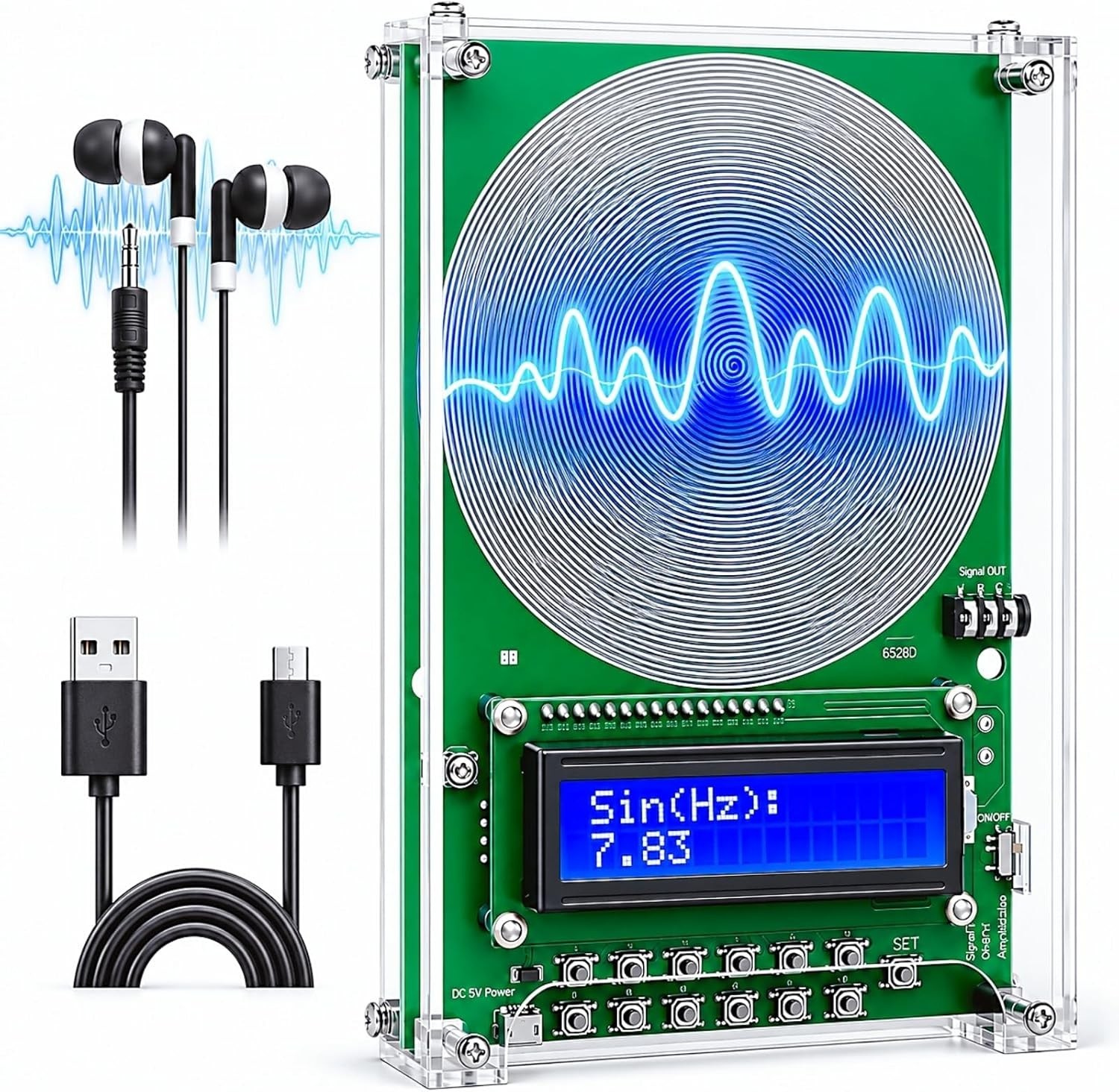 Lightweight USB Frequency Generator for Meditation and Relaxation with Display