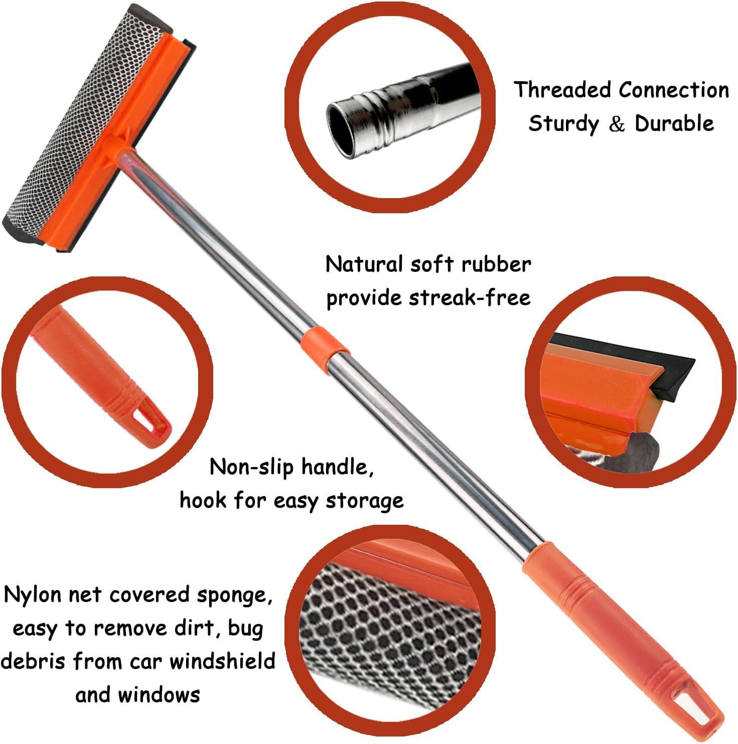Window Squeegee for Window Cleaning, Squeegee Window Cleaner Tool 2 in 1 Car Win