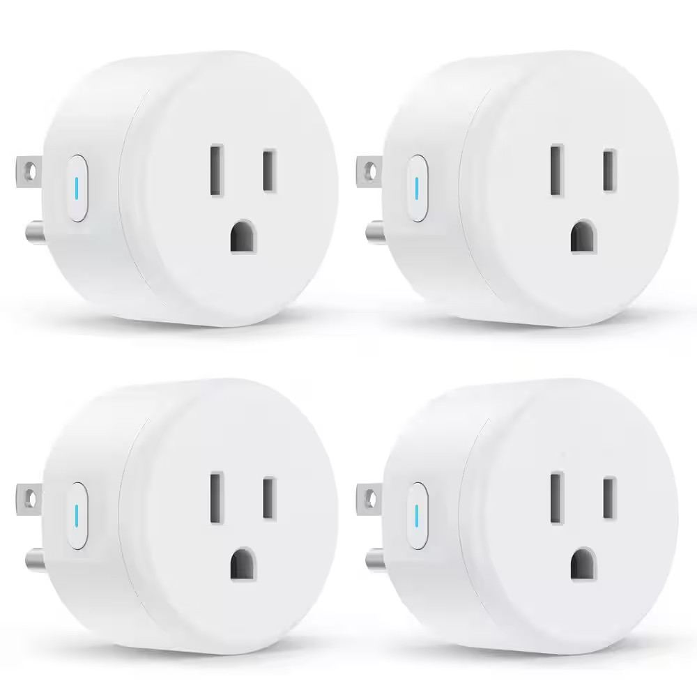 10 Amp 120 Volt Wifi Grounding Smart Plug Connector White 4 Pack ETL FCC Certifi