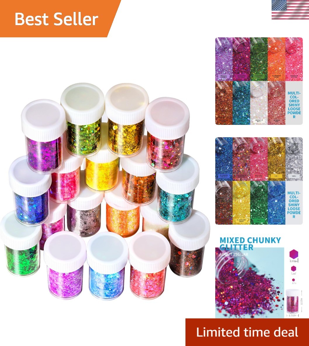 High-Quality 270g Chunky Glitter in 18 Assorted Colors for Creative Projects