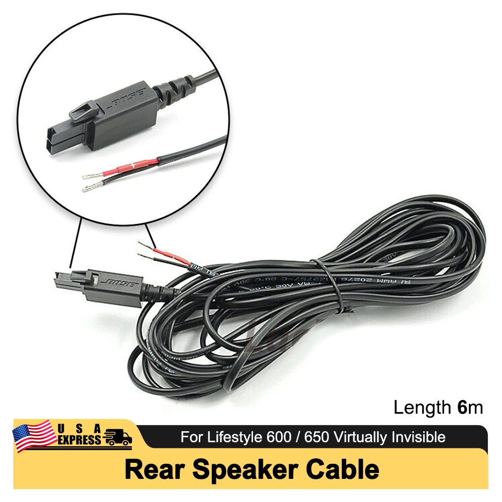 Rear Speaker Cable for Bose Lifestyle 600/650 Virtually Invisible 19.7 FT Black