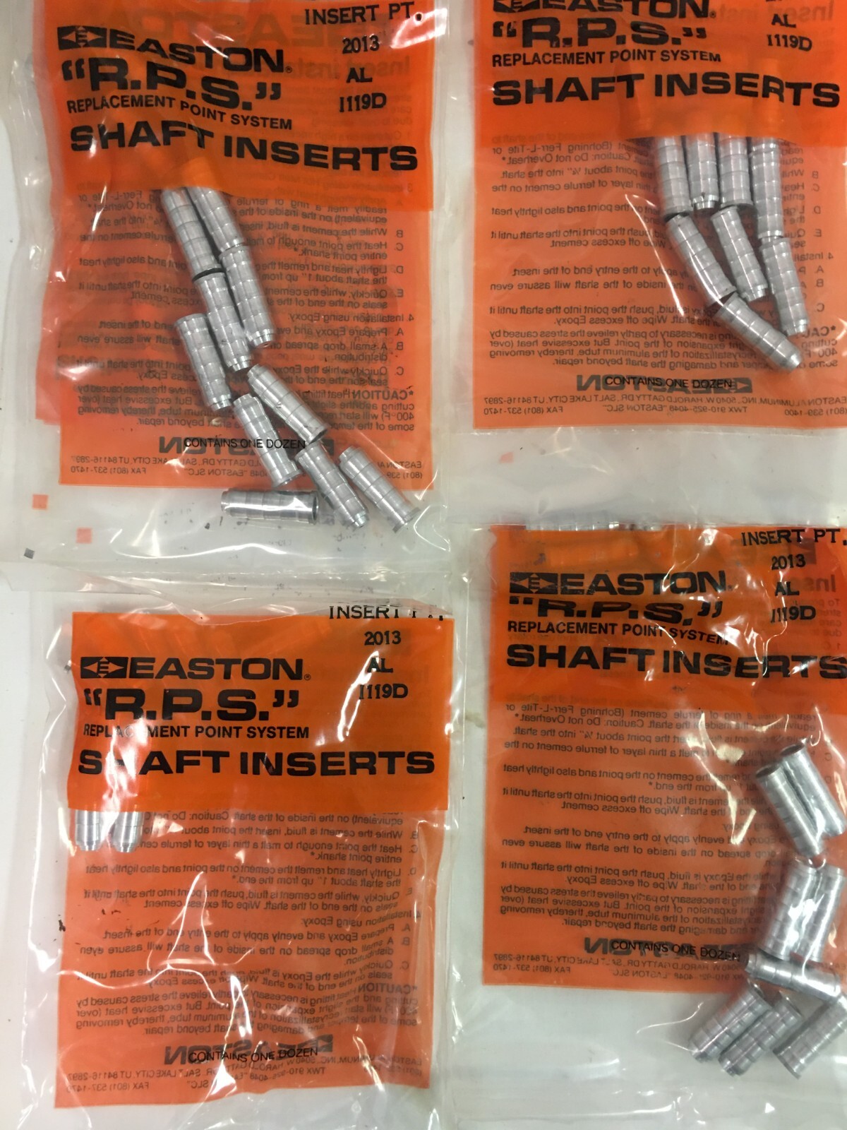 4 pks 2013 INSERTS EASTON RPS VINTAGE NEW NOS 48 inserts for aluminum shafts