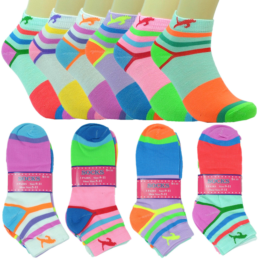 6 Pairs Women Girls Fashion Cotton School Plain Low Cut Socks Size 9-11 cat s