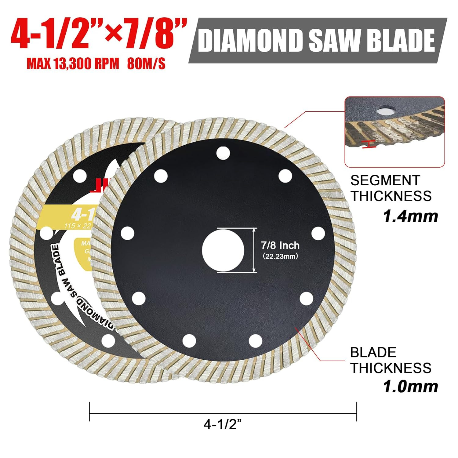 4.5” Diamond Saw Blades for Angle Grinder, Turbo Rim Tile Cutting Blade for D...
