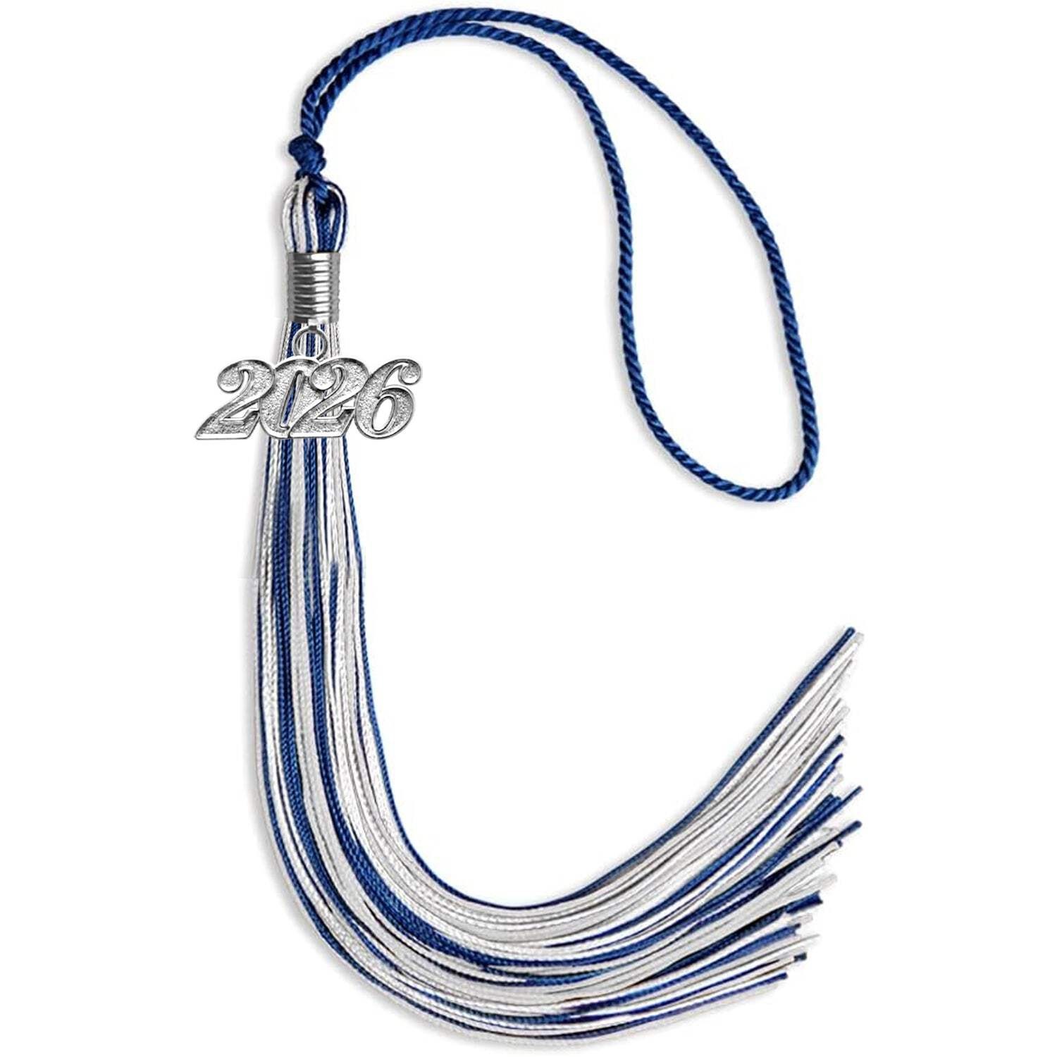Endea Graduation Royal Blue/Silver/White Mixed Color Tassel with Silver Date